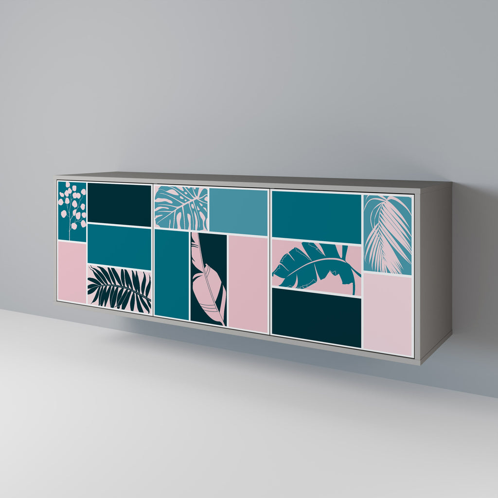 COMBINAISON DE FORMES Buffet 3 portes en finition grise