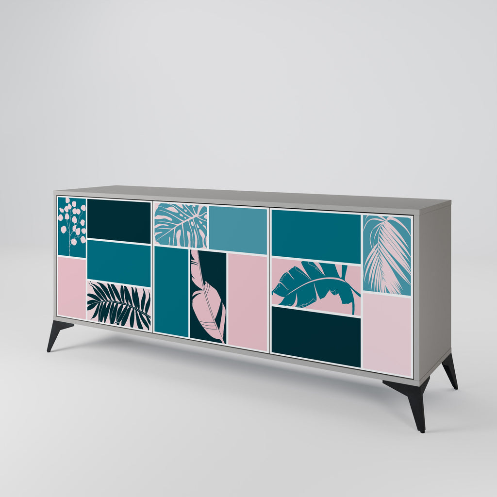 COMBINAISON DE FORMES Buffet 3 portes en finition grise