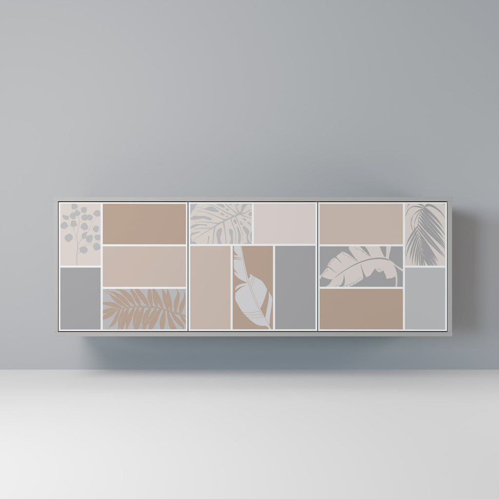 Buffet 3 portes FORMES TROPICALES finition grise