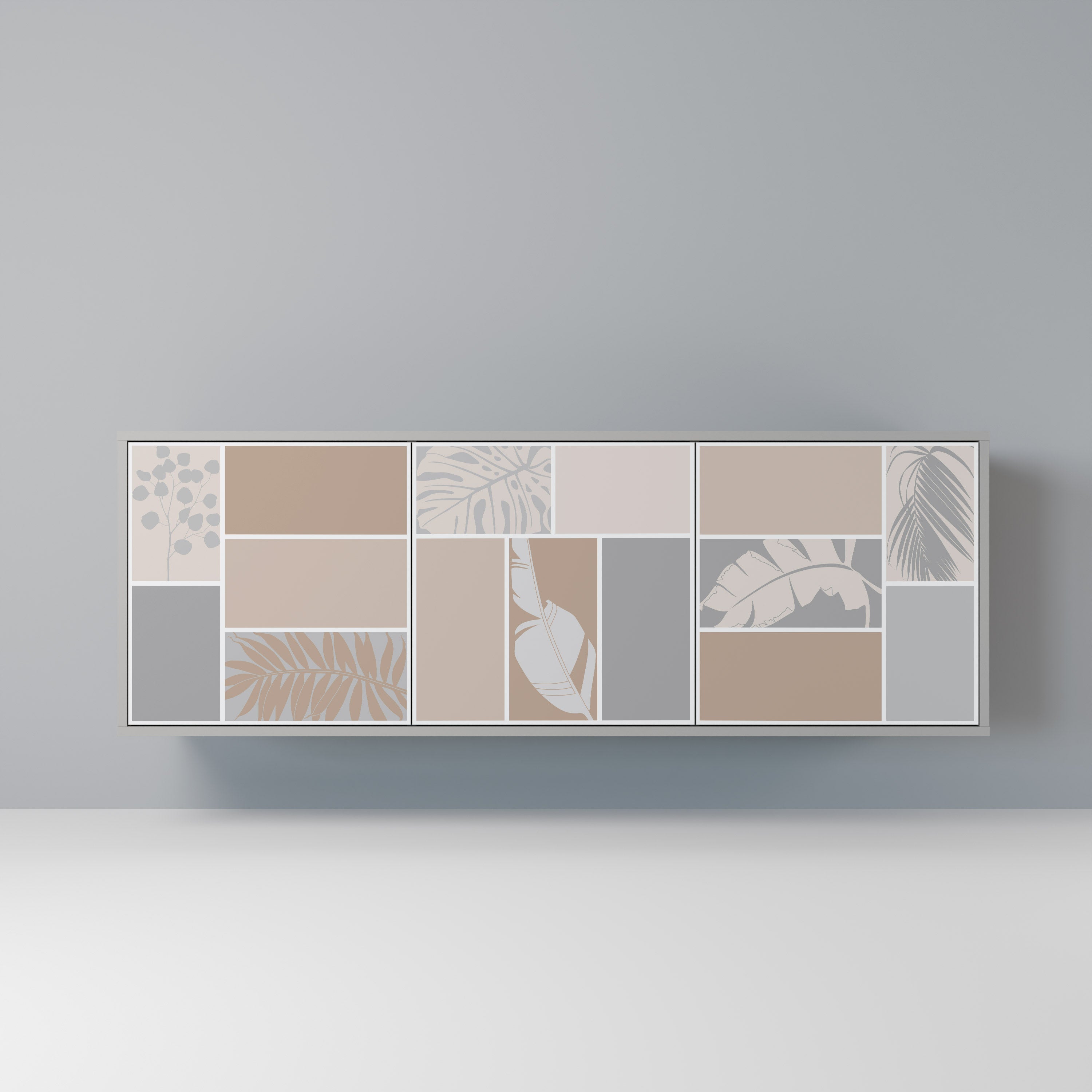 Buffet 3 portes FORMES TROPICALES finition grise