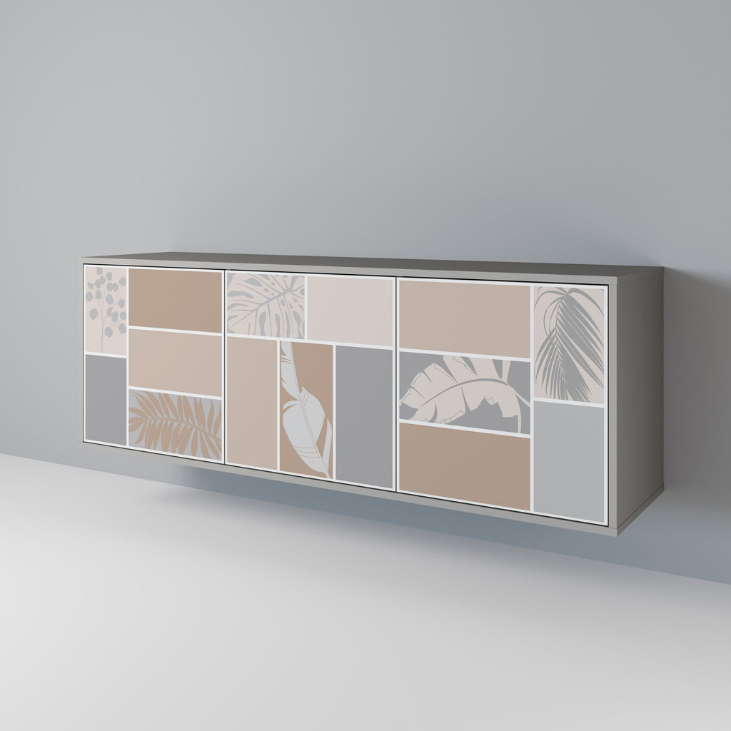 Buffet 3 portes FORMES TROPICALES finition grise