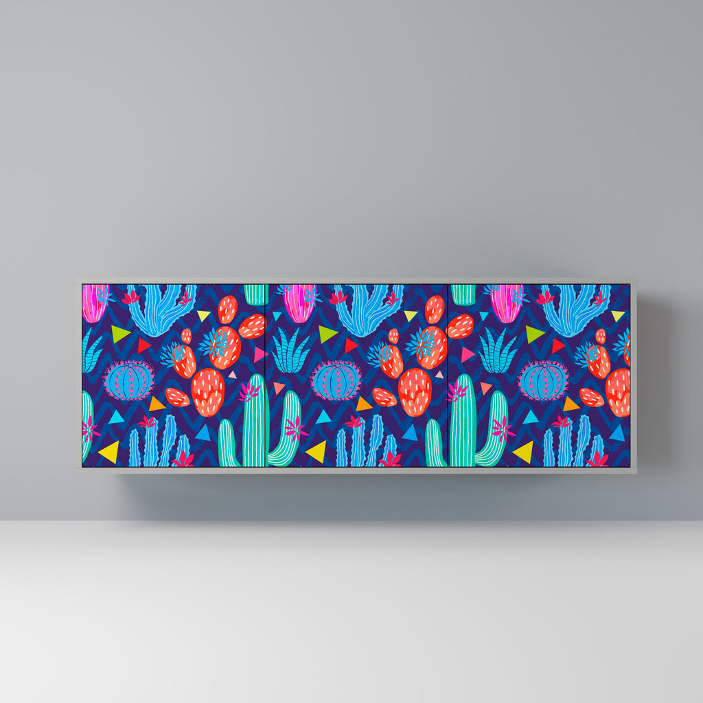 Buffet 3 portes CACTUS VIBES finition grise