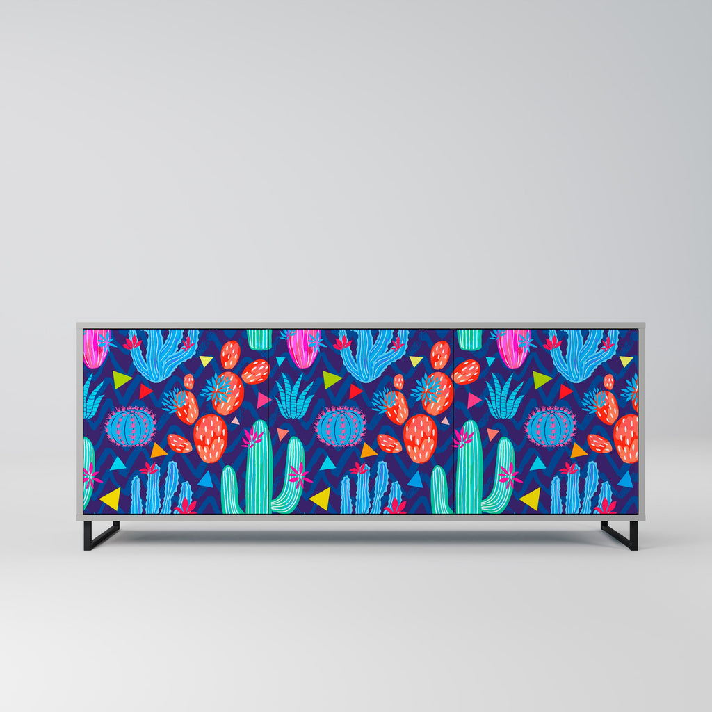 Buffet 3 portes CACTUS VIBES finition grise