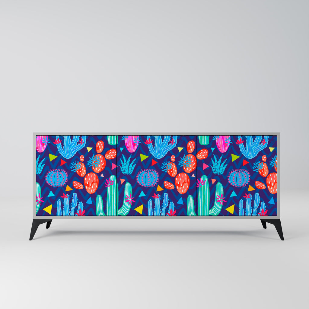 Buffet 3 portes CACTUS VIBES finition grise