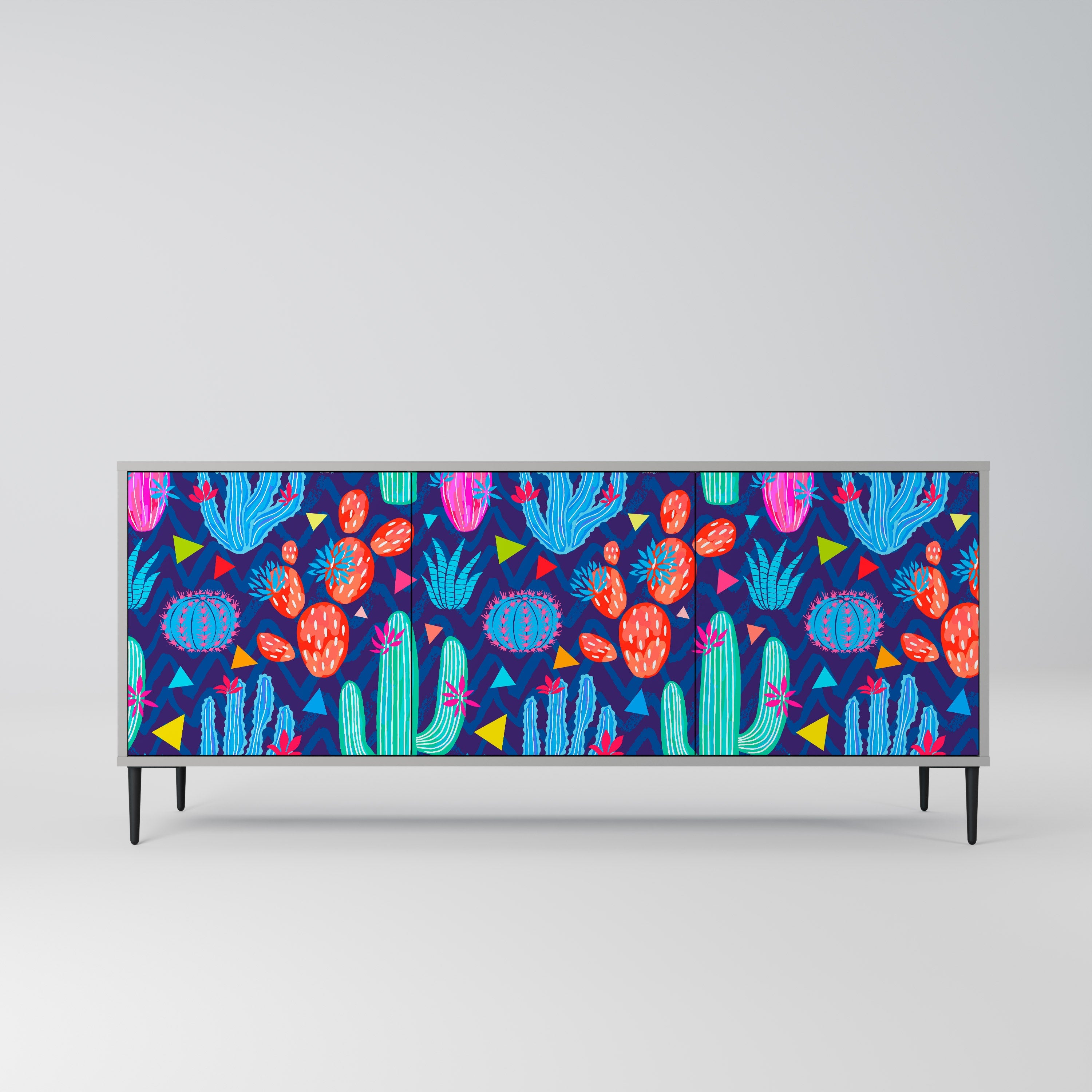 Buffet 3 portes CACTUS VIBES finition grise