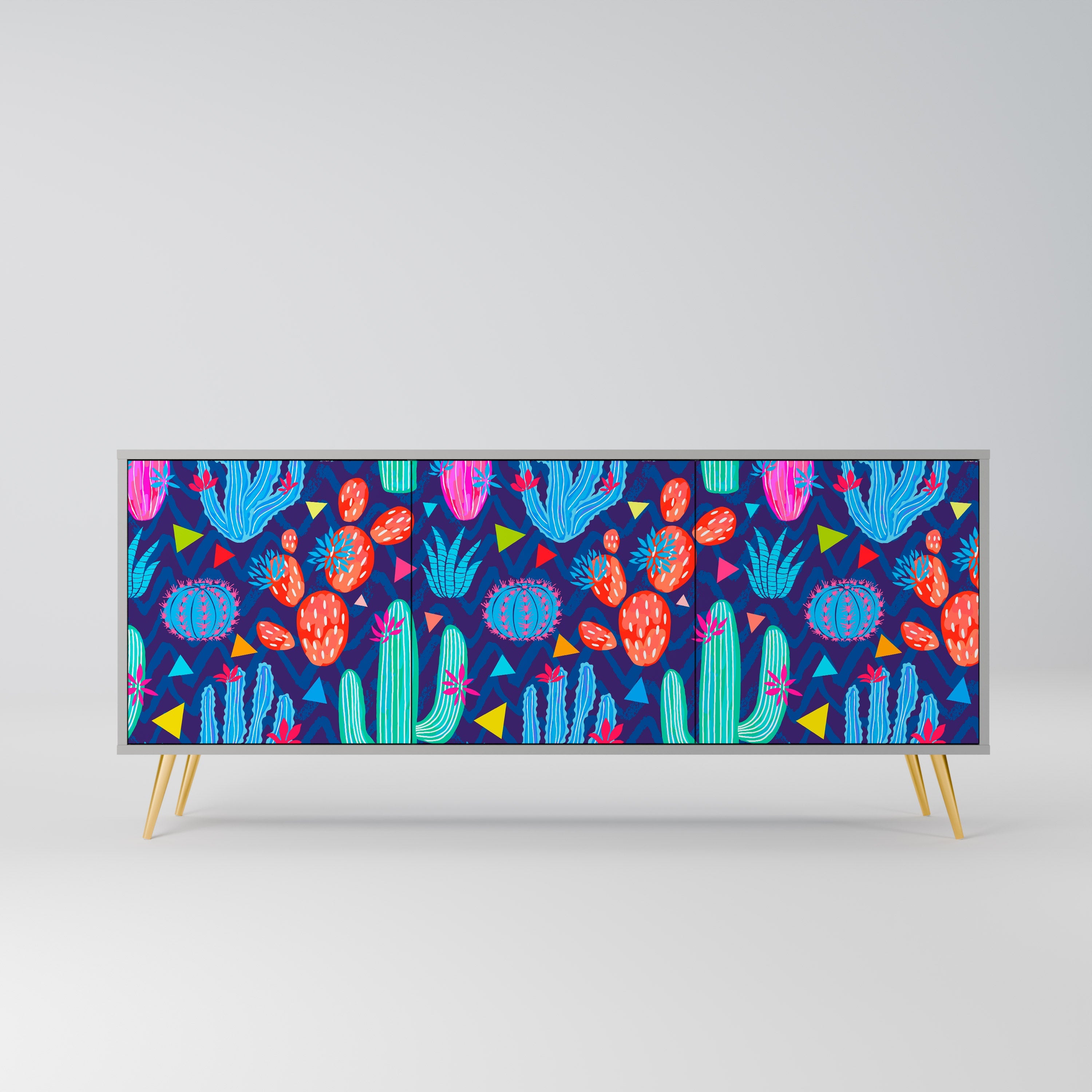 Buffet 3 portes CACTUS VIBES finition grise