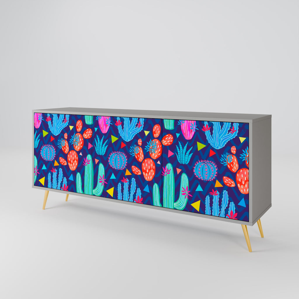 Buffet 3 portes CACTUS VIBES finition grise