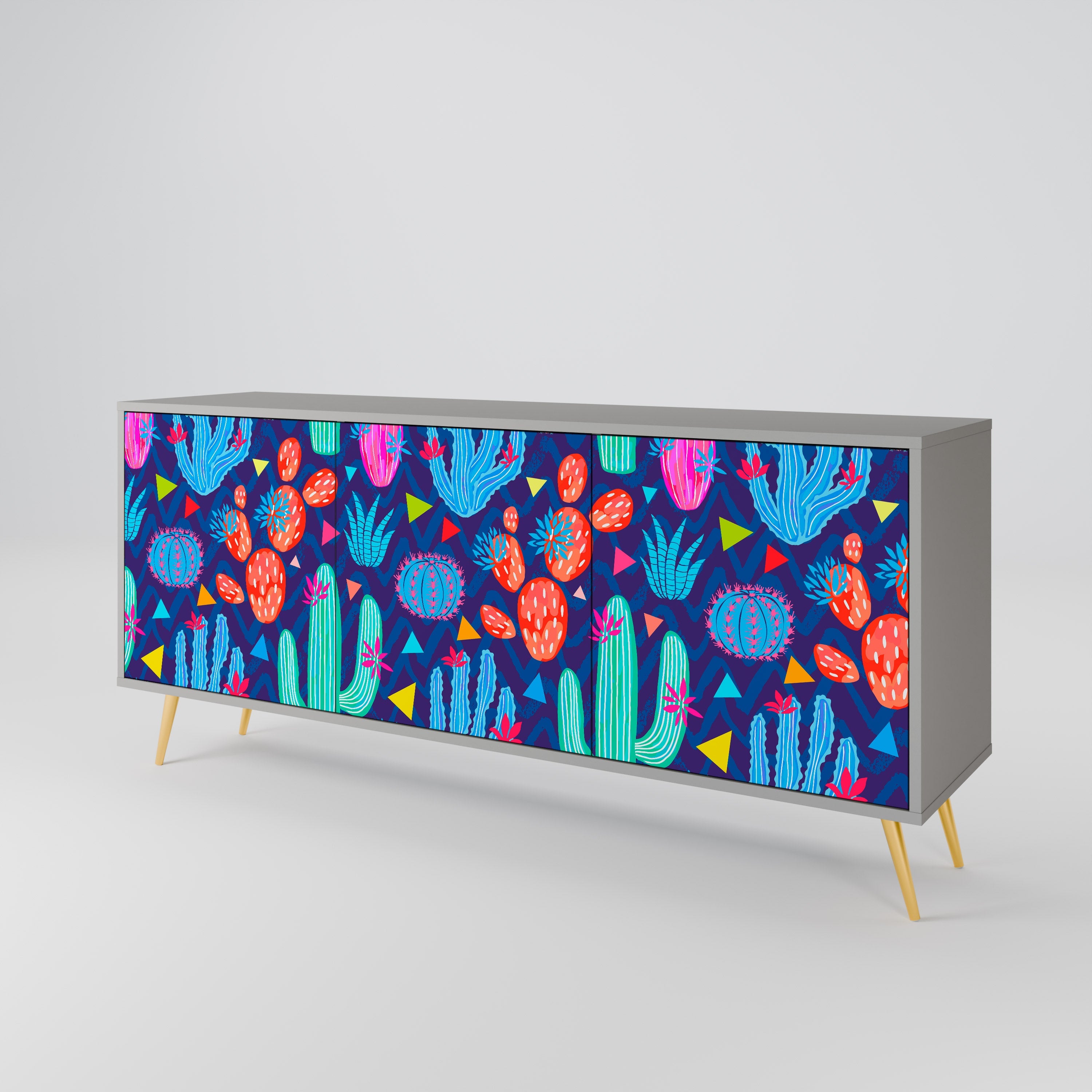 Buffet 3 portes CACTUS VIBES finition grise