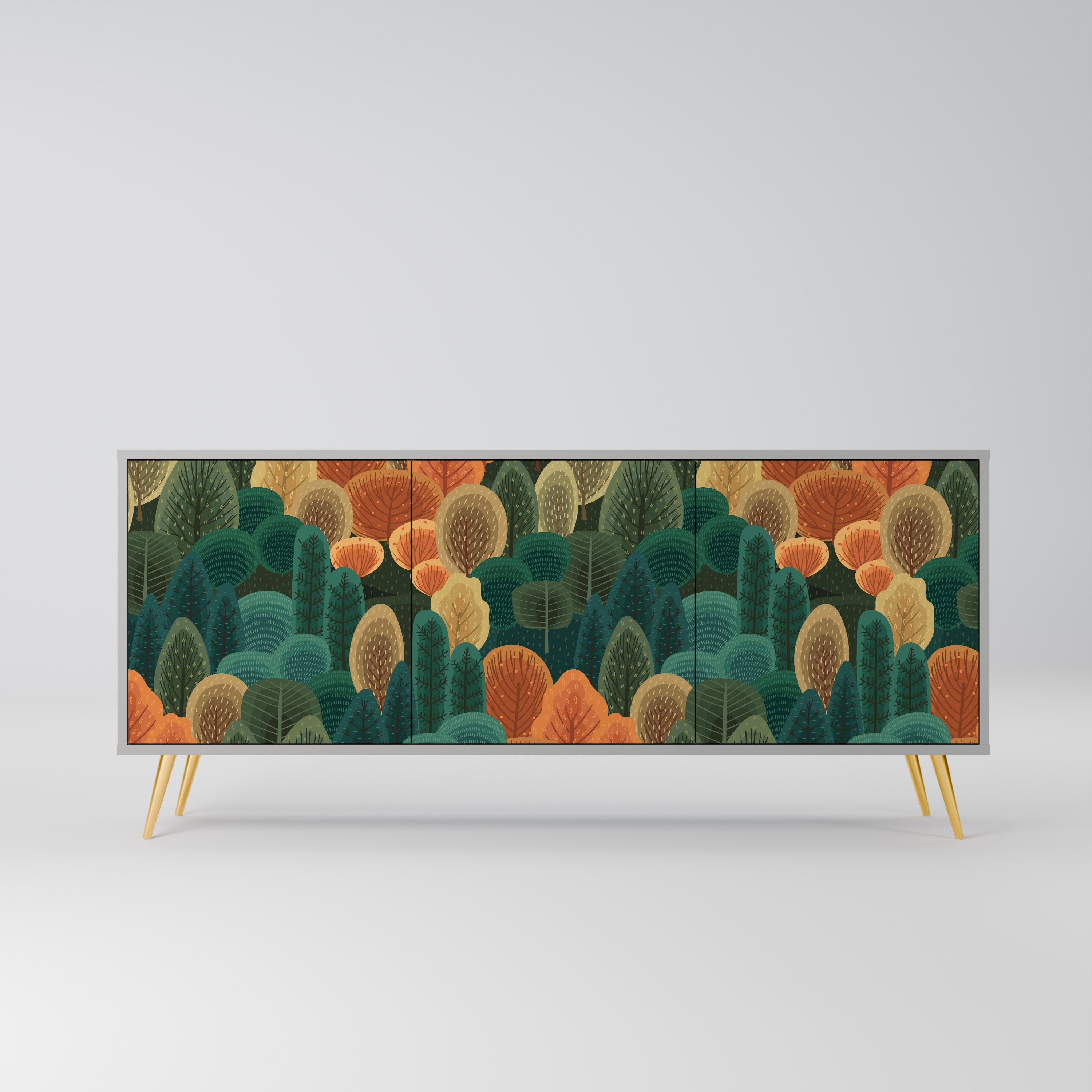 Buffet 3 portes KALEIDOSCOPE D'AUTOMNE en finition grise