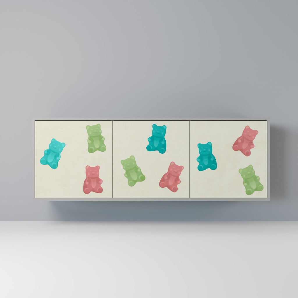 Buffet 3 portes GUMMY BEARS en finition grise