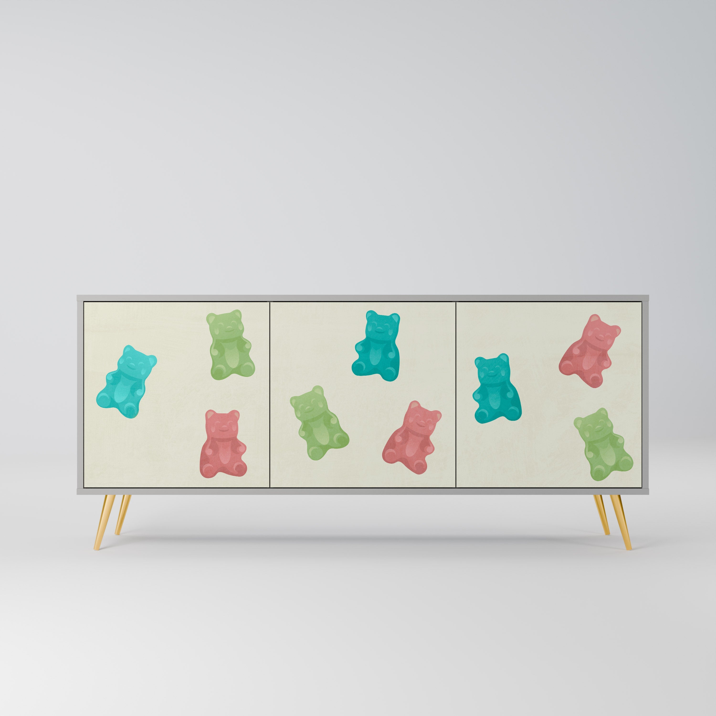 Buffet 3 portes GUMMY BEARS en finition grise