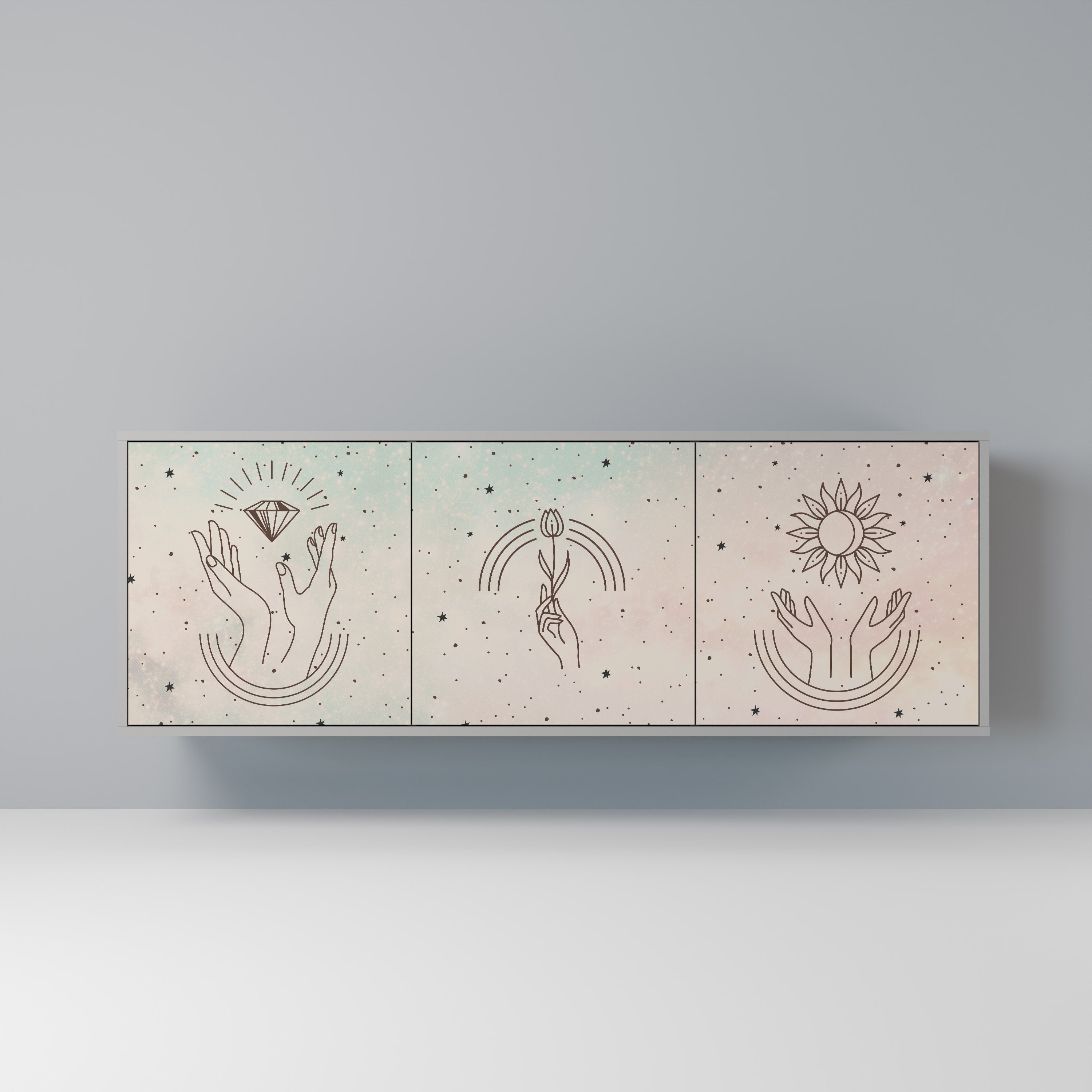 Buffet 3 portes DELICATE BEAUTY en finition grise