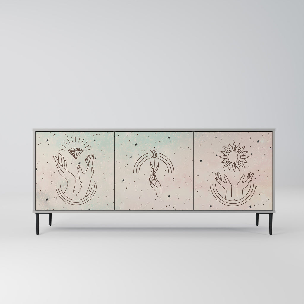 Buffet 3 portes DELICATE BEAUTY en finition grise