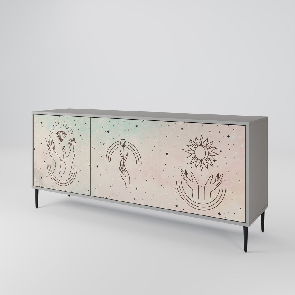 Buffet 3 portes DELICATE BEAUTY en finition grise