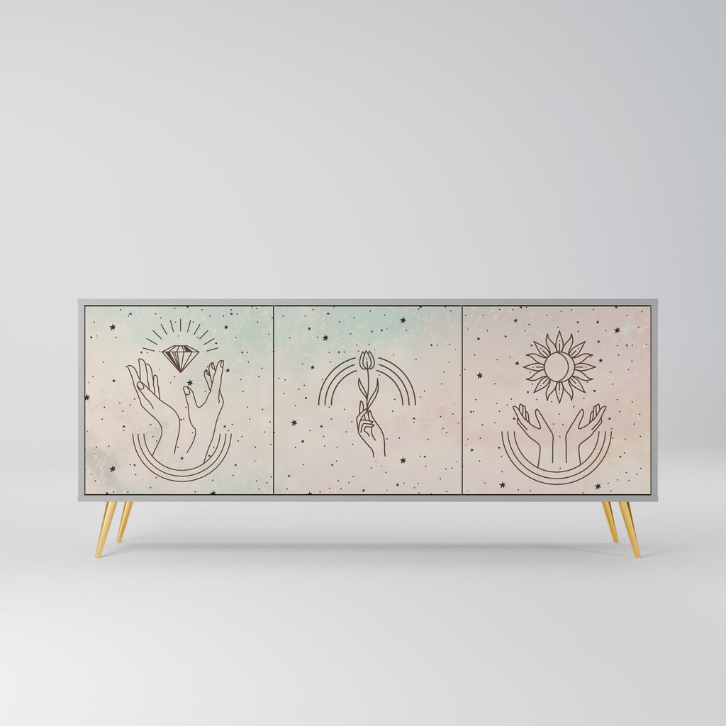 Buffet 3 portes DELICATE BEAUTY en finition grise