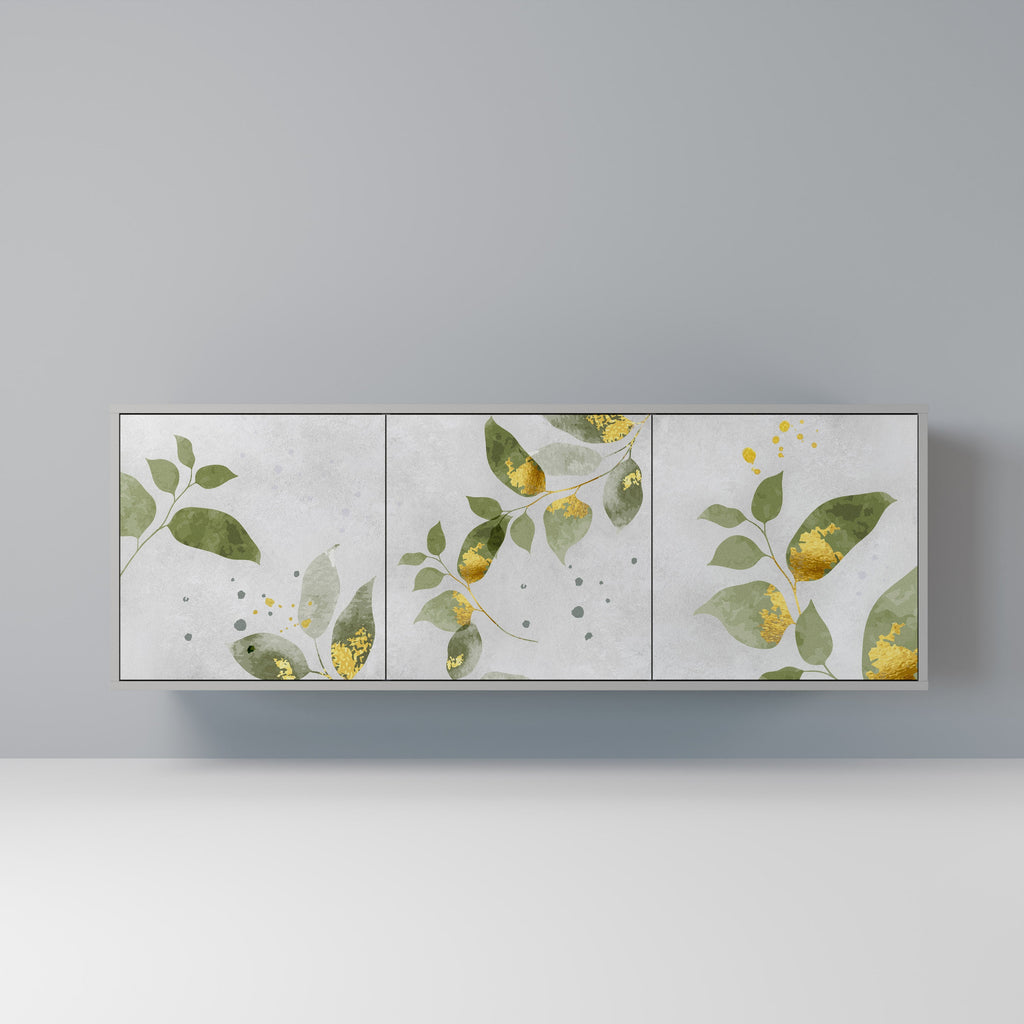 Buffet 3 portes ELEGANT BOTANICS finition grise