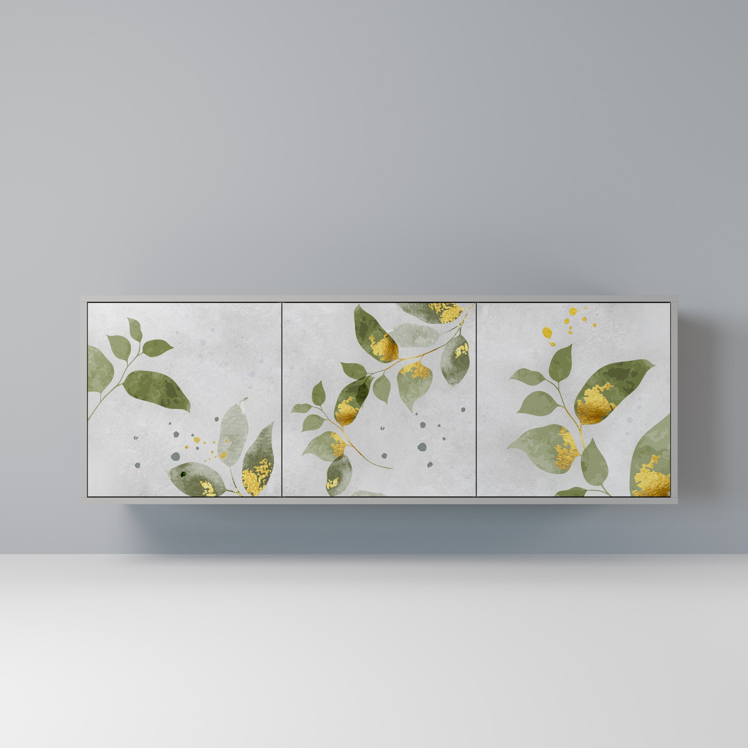 Buffet 3 portes ELEGANT BOTANICS finition grise