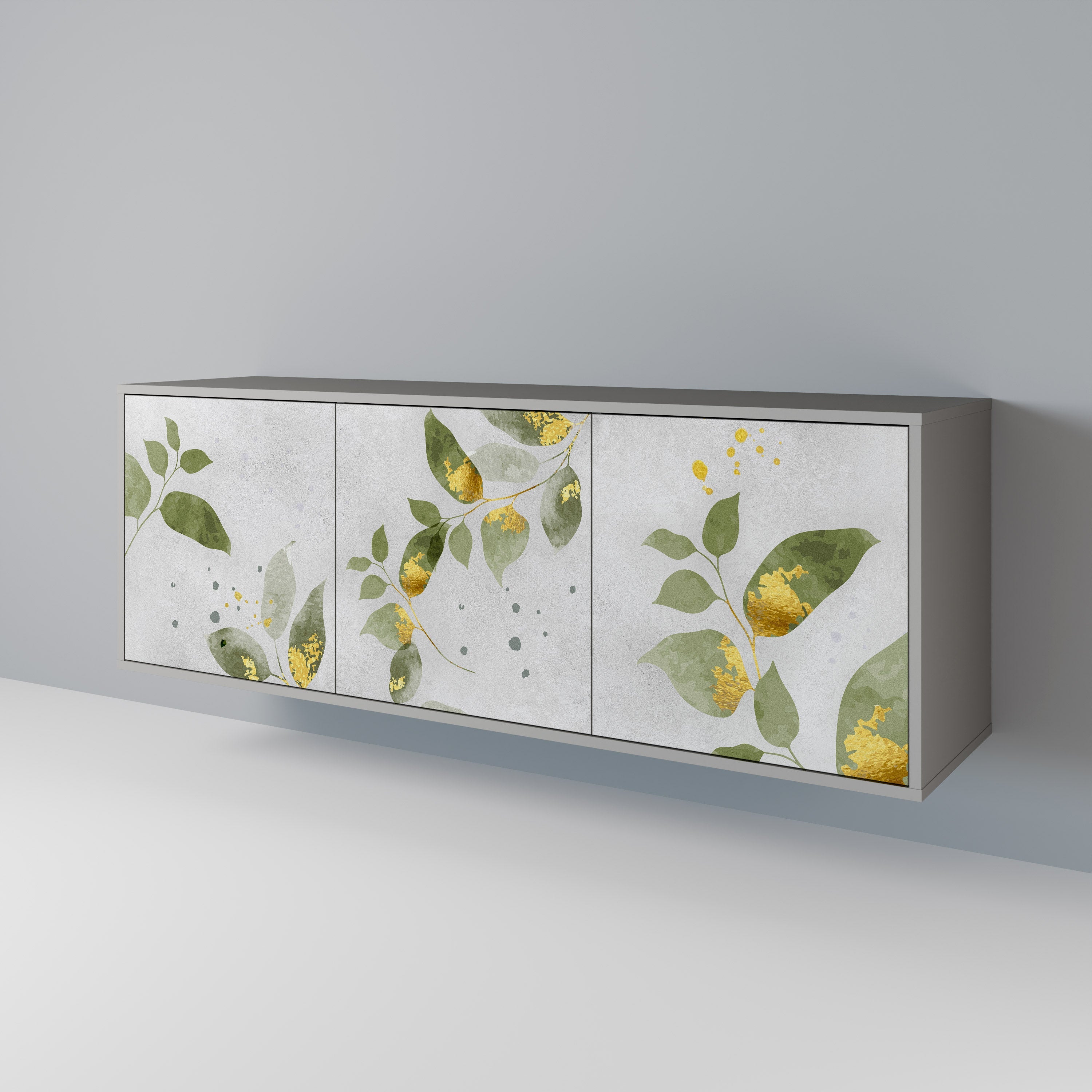 Buffet 3 portes ELEGANT BOTANICS finition grise