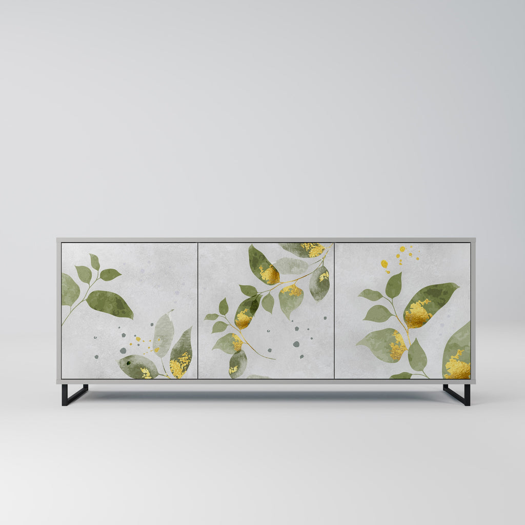 Buffet 3 portes ELEGANT BOTANICS finition grise