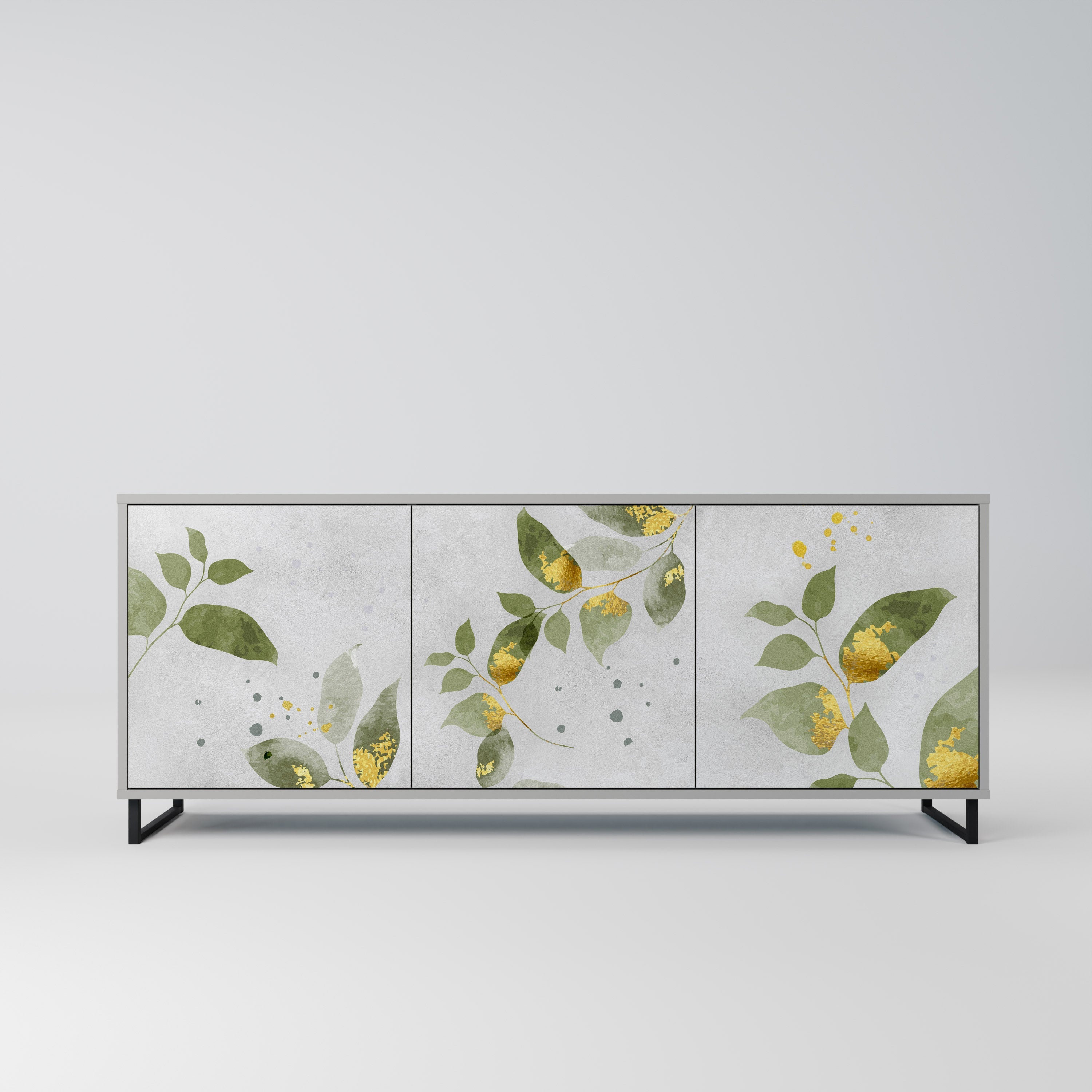 Buffet 3 portes ELEGANT BOTANICS finition grise