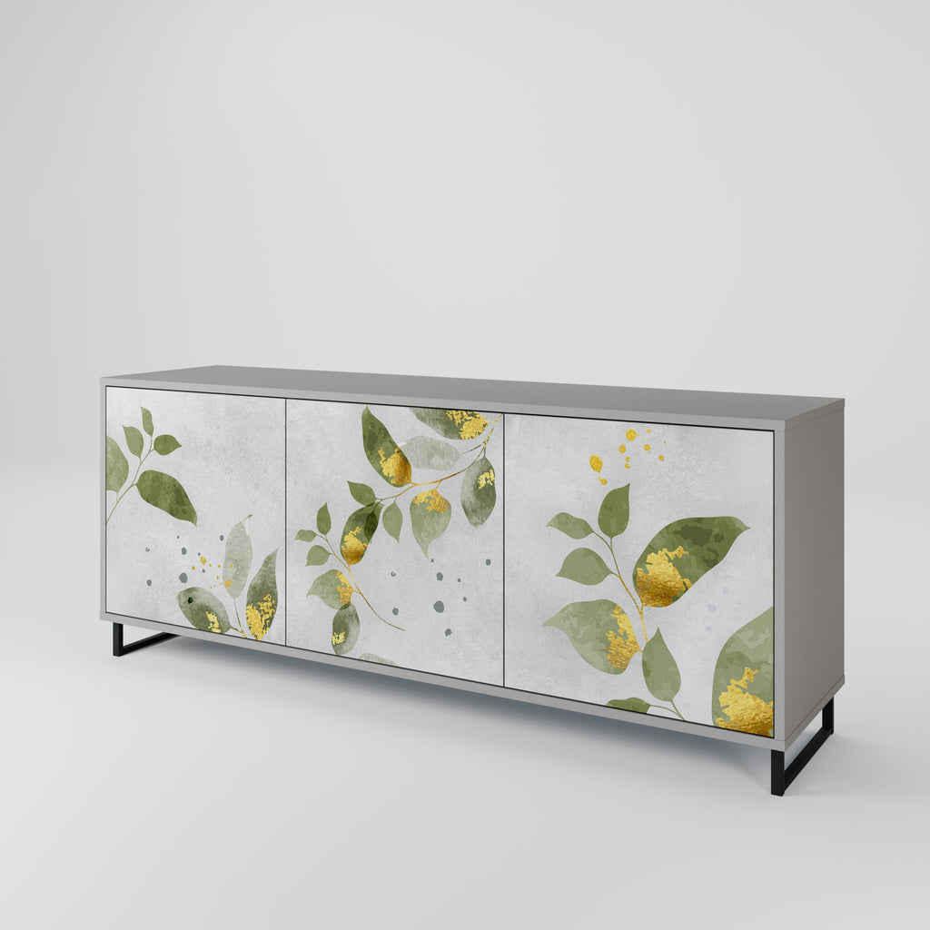 Buffet 3 portes ELEGANT BOTANICS finition grise