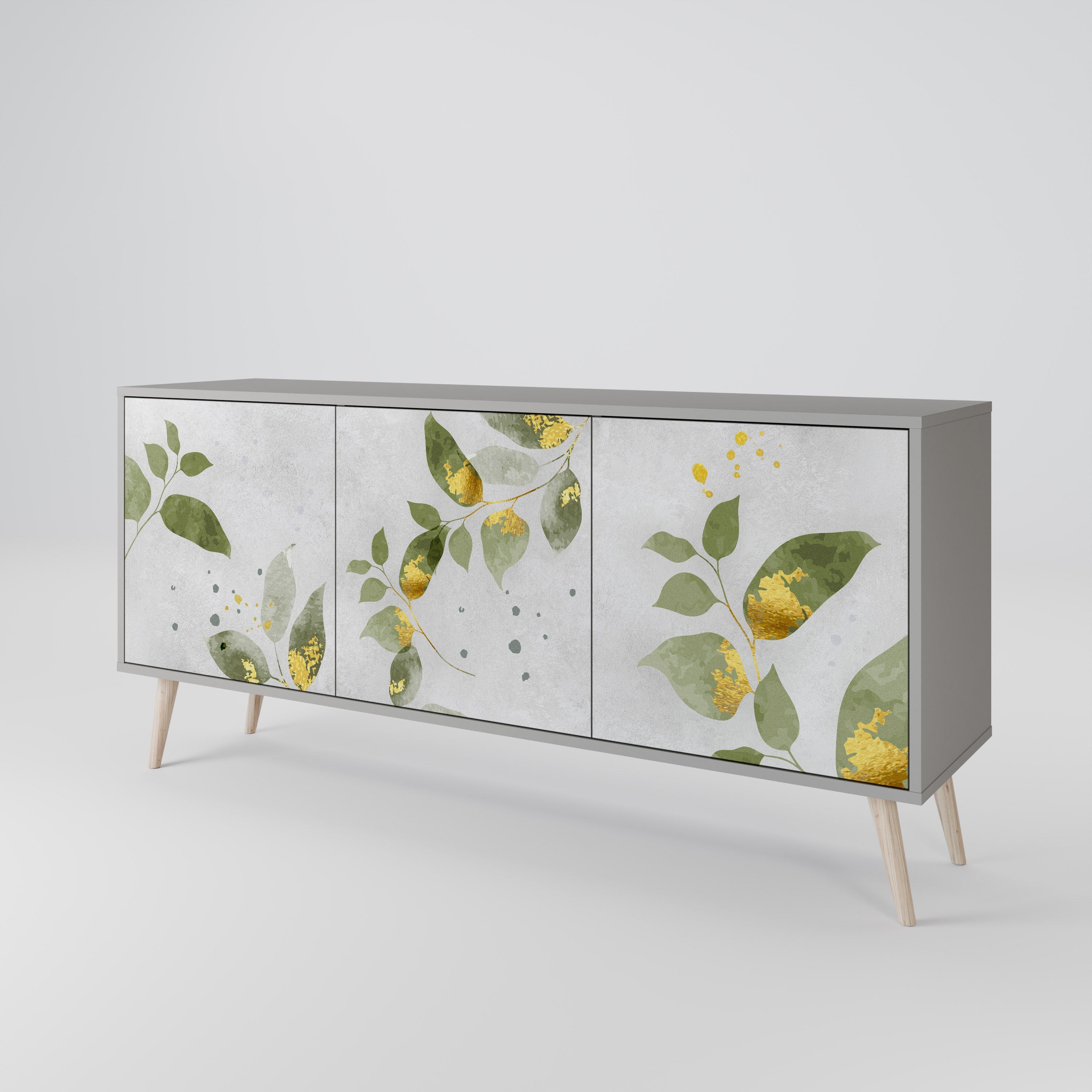 Buffet 3 portes ELEGANT BOTANICS finition grise