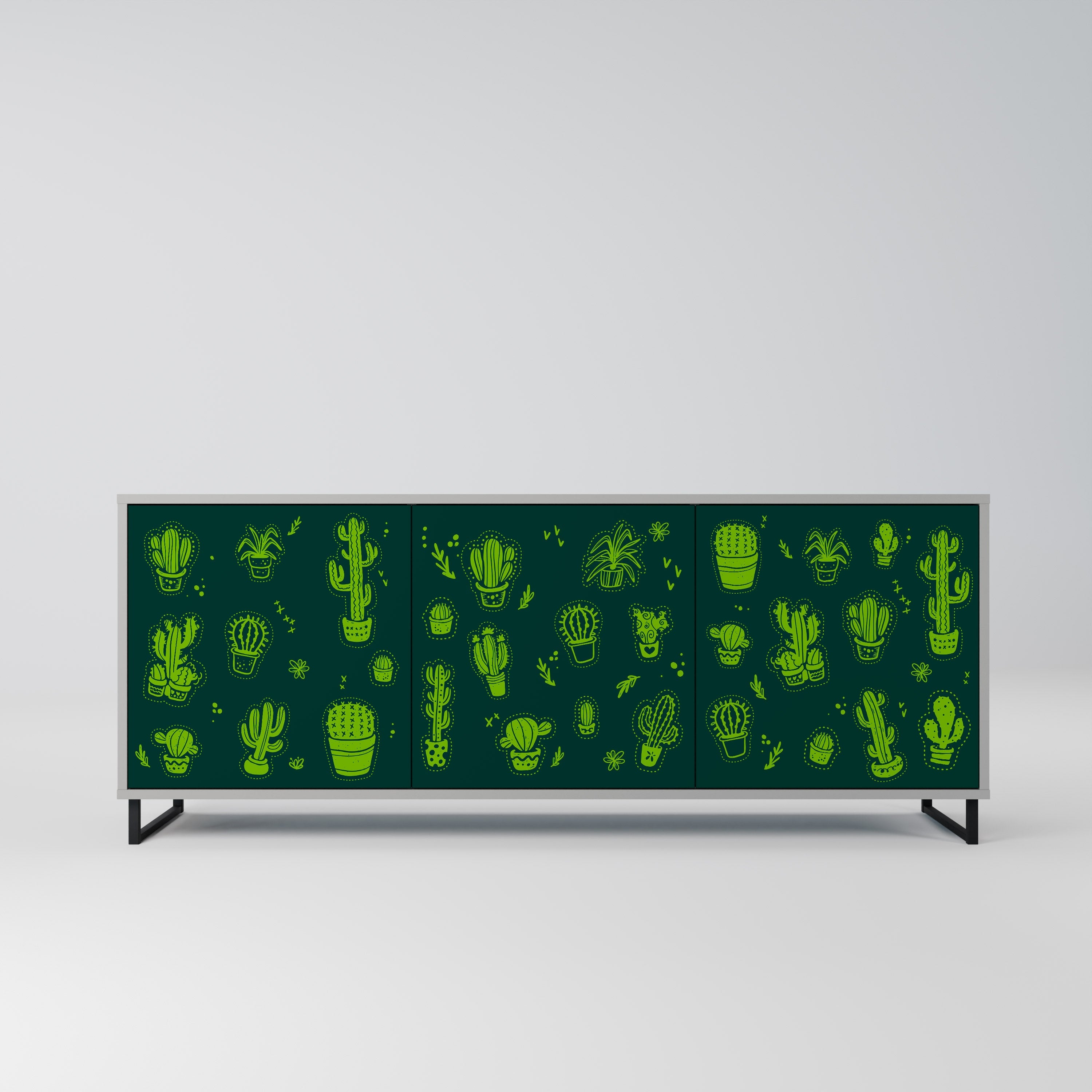 Buffet 3 portes DESERT GREEN finition grise