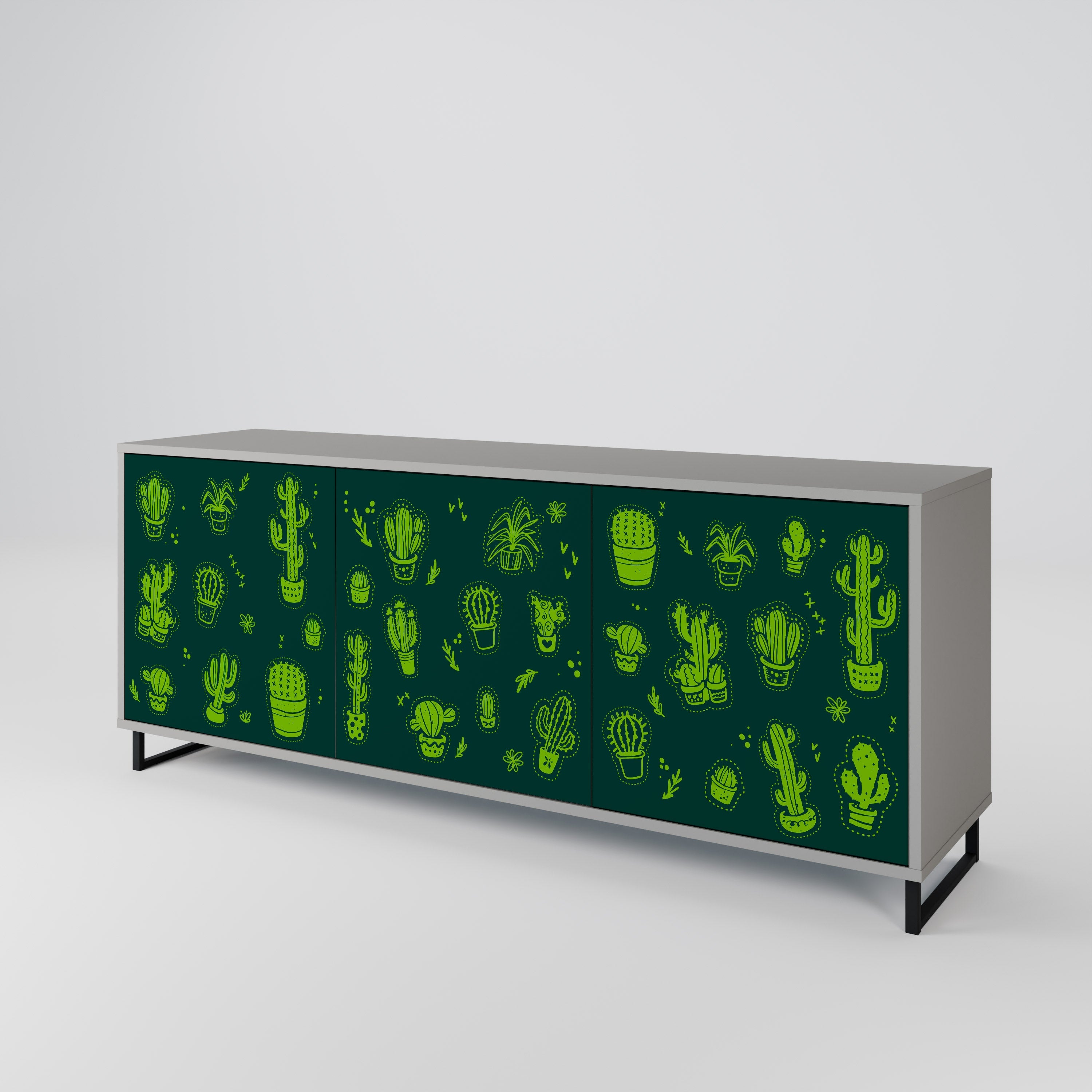 Buffet 3 portes DESERT GREEN finition grise