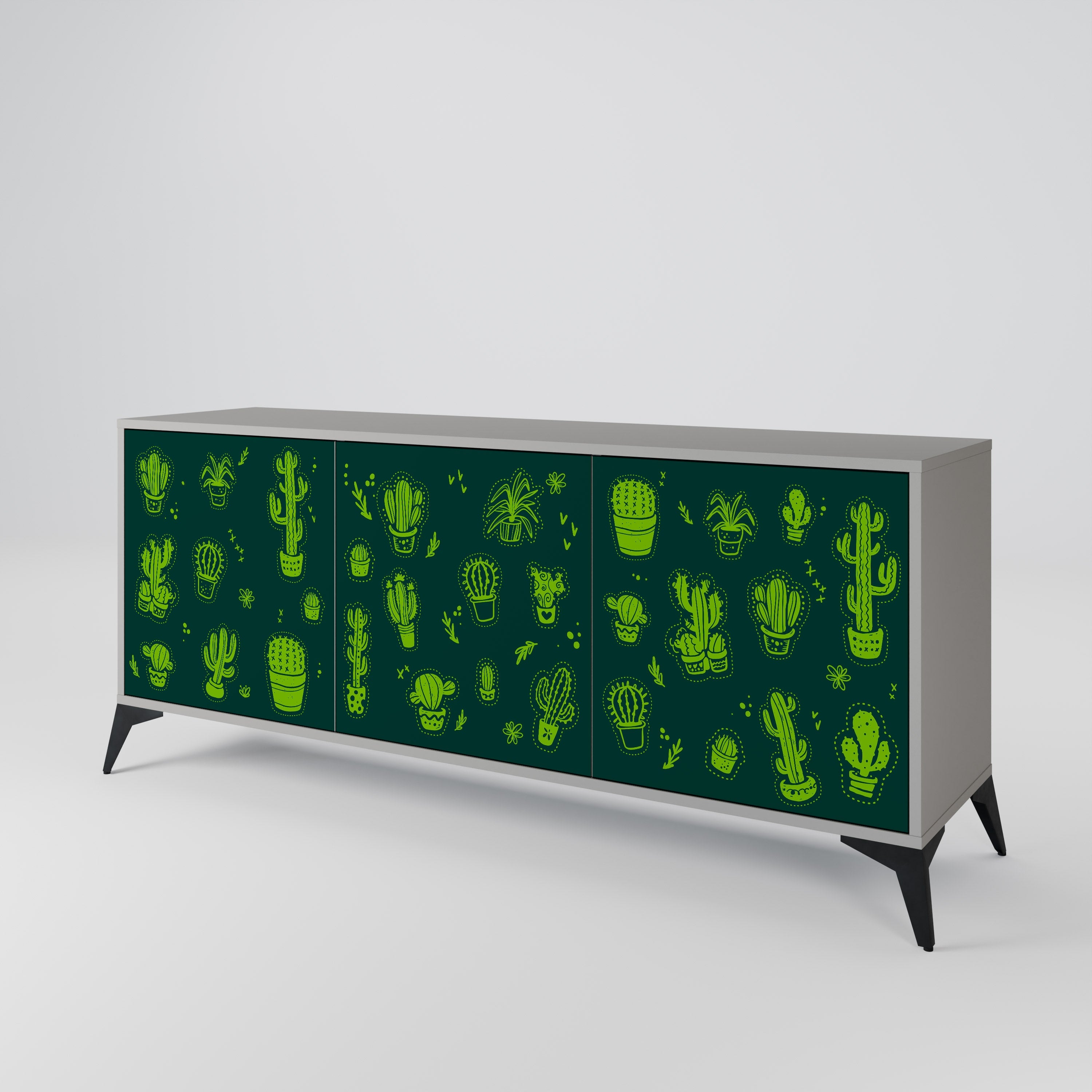Buffet 3 portes DESERT GREEN finition grise