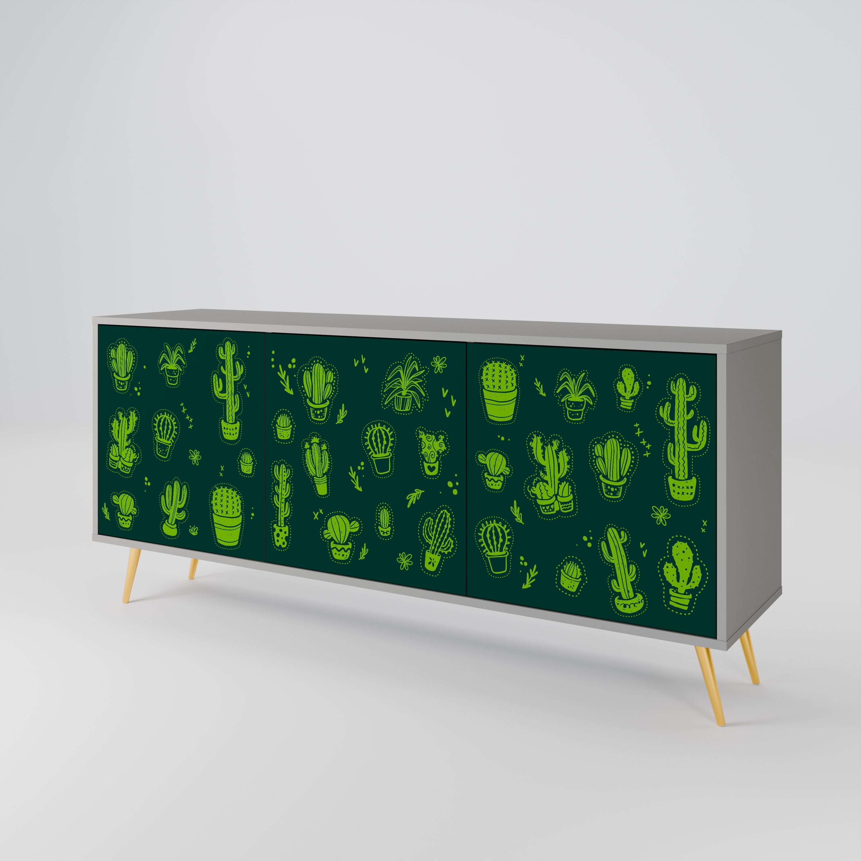 Buffet 3 portes DESERT GREEN finition grise
