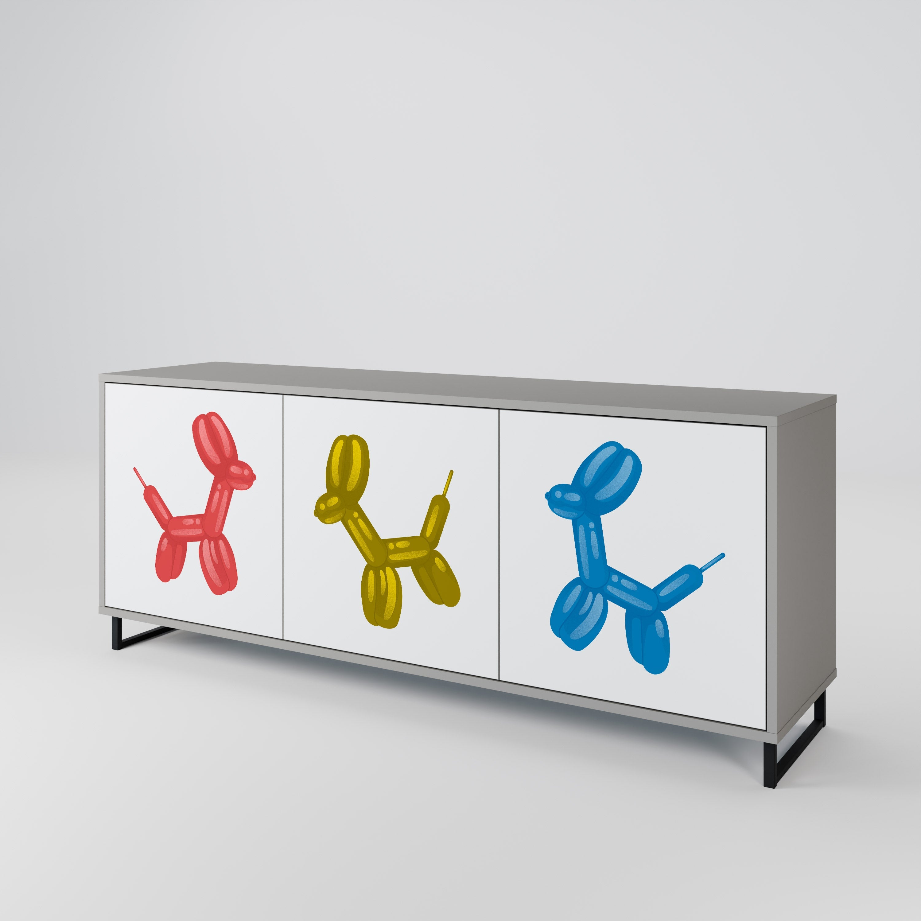 Buffet 3 portes CHILDHOOD MEMORY en finition grise