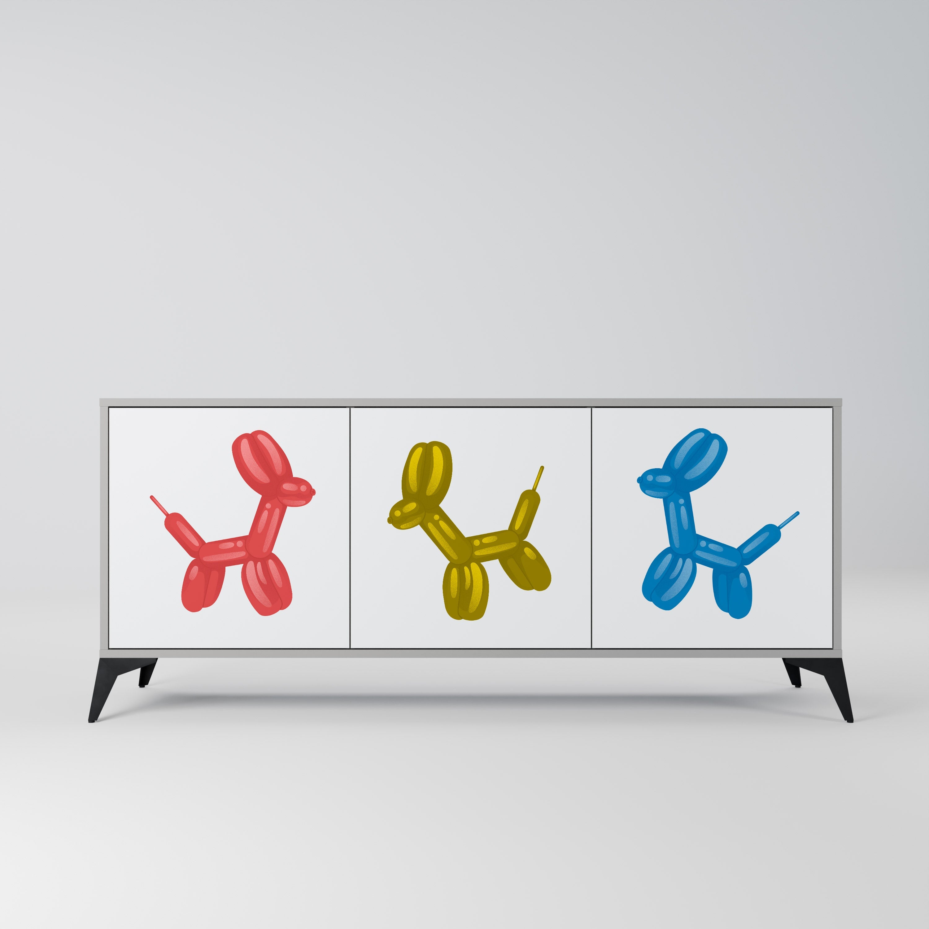 Buffet 3 portes CHILDHOOD MEMORY en finition grise