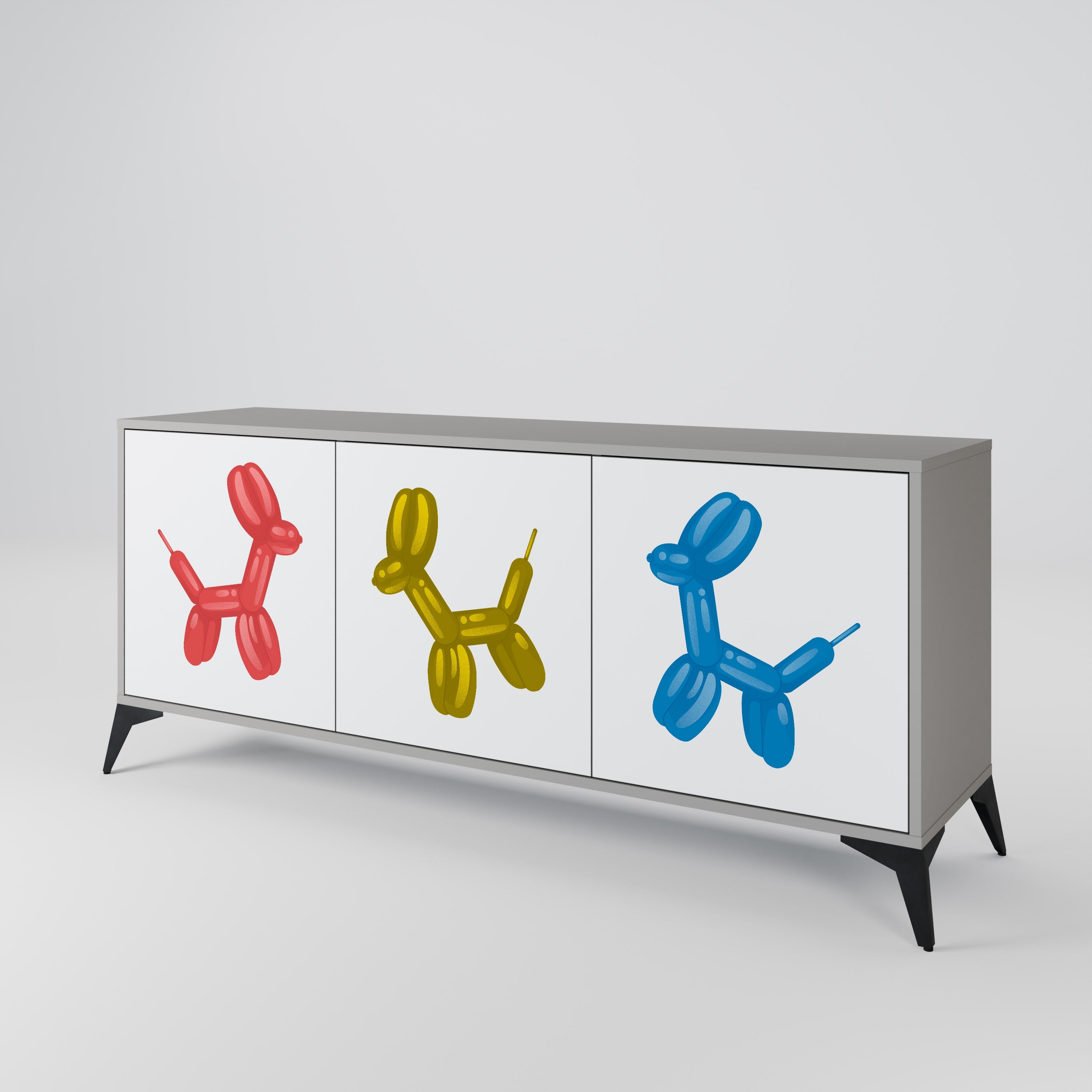 Buffet 3 portes CHILDHOOD MEMORY en finition grise