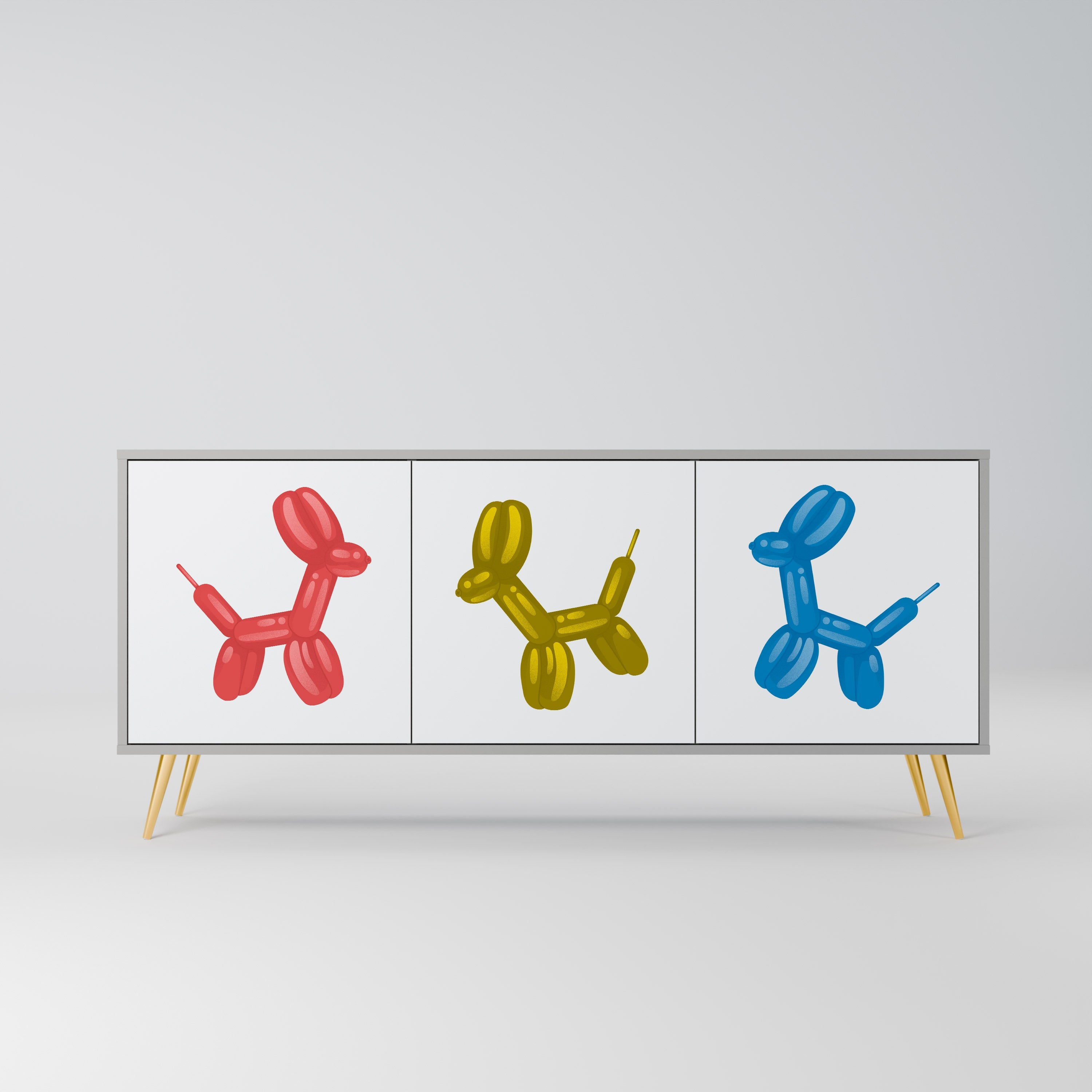 Buffet 3 portes CHILDHOOD MEMORY en finition grise