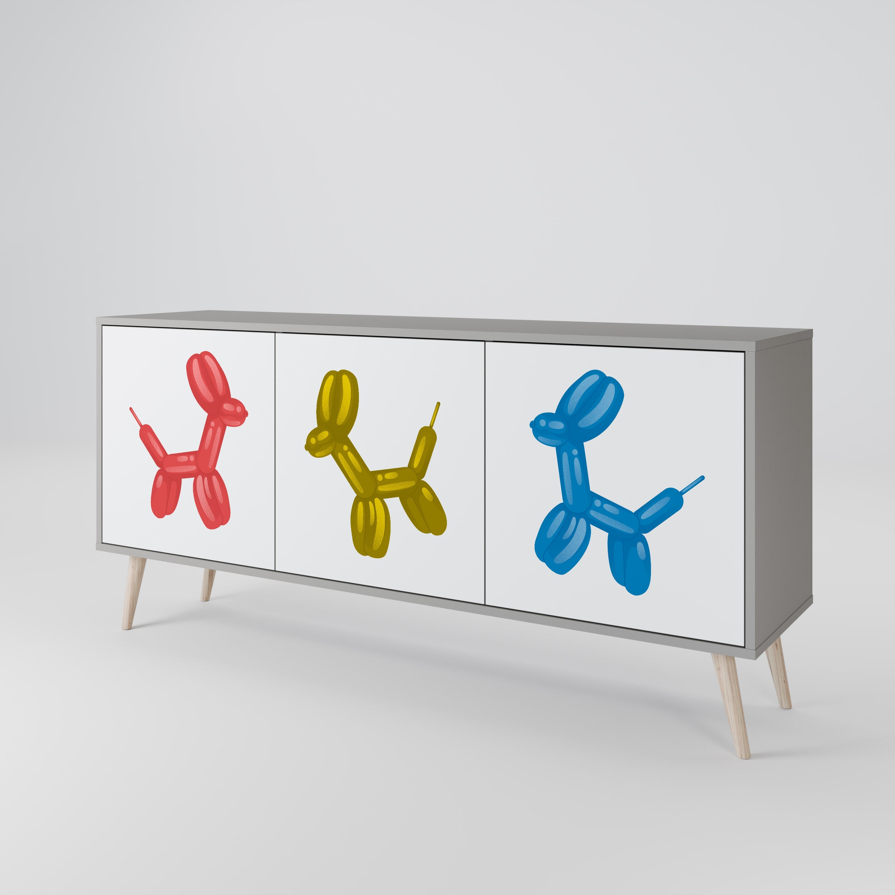 Buffet 3 portes CHILDHOOD MEMORY en finition grise