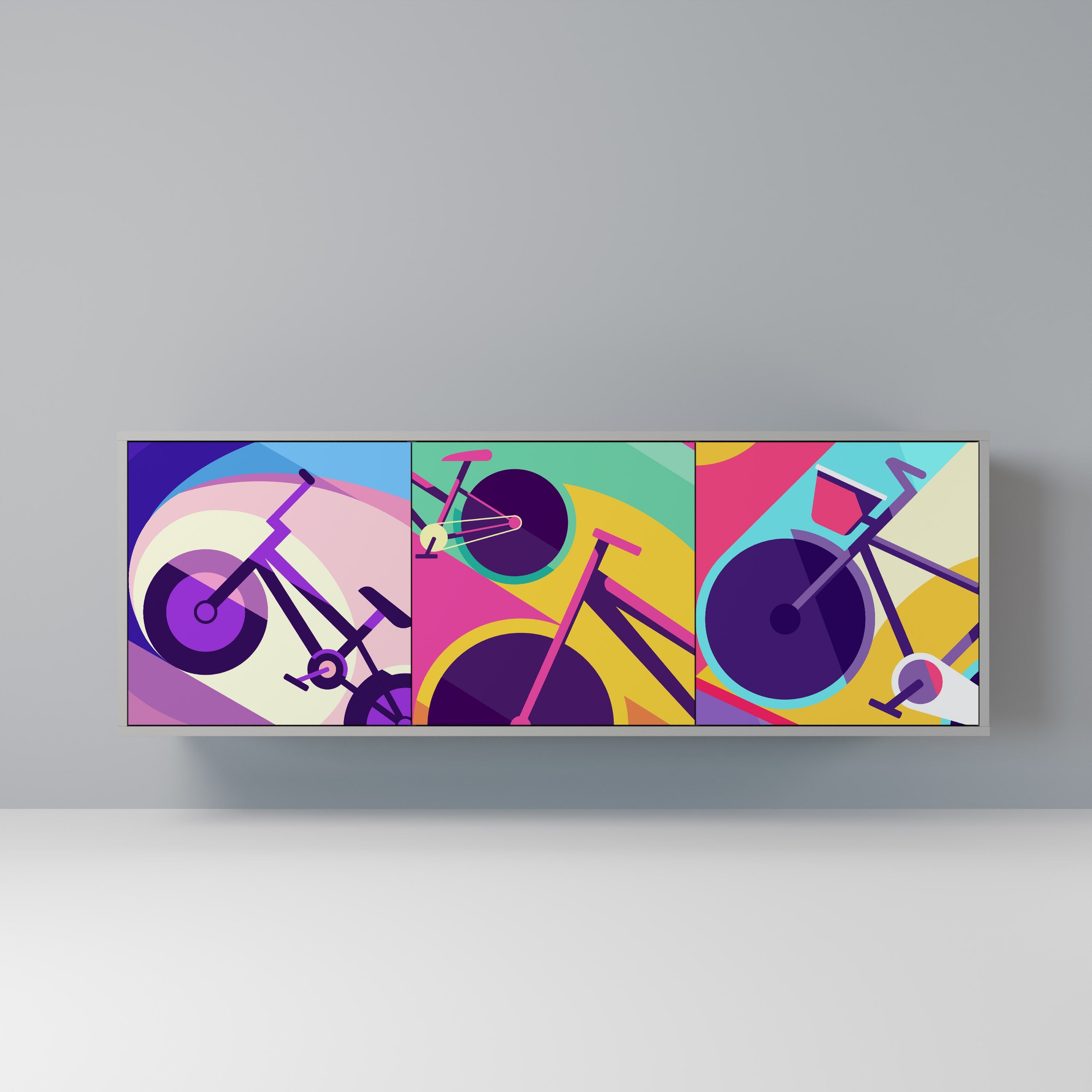 Buffet 3 portes BIKE DREAMS finition grise