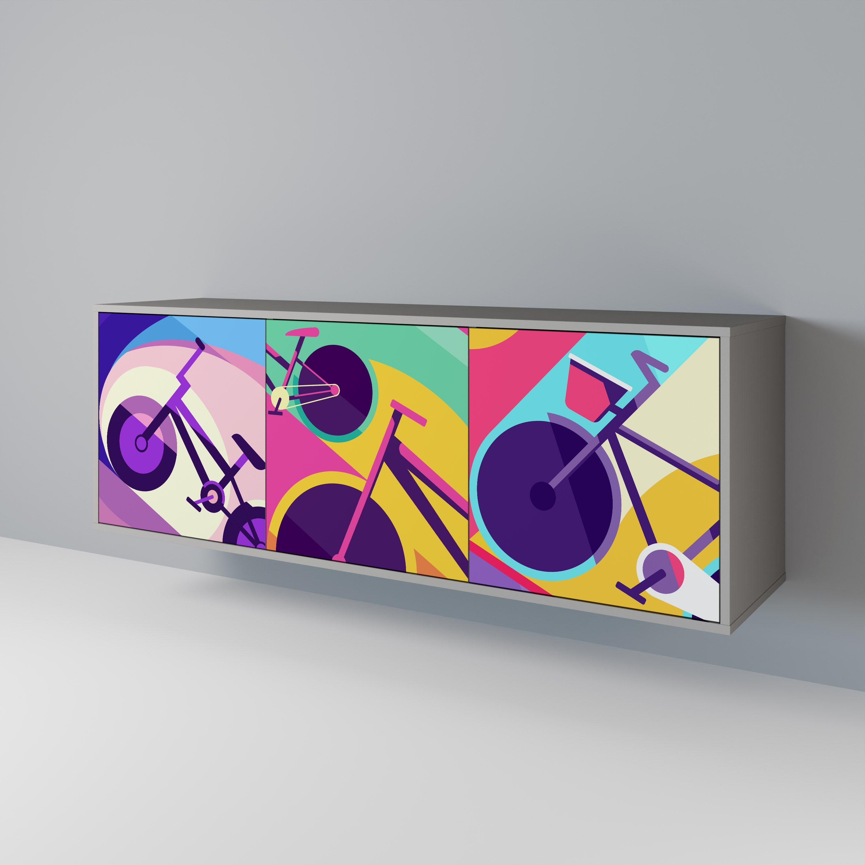 Buffet 3 portes BIKE DREAMS finition grise