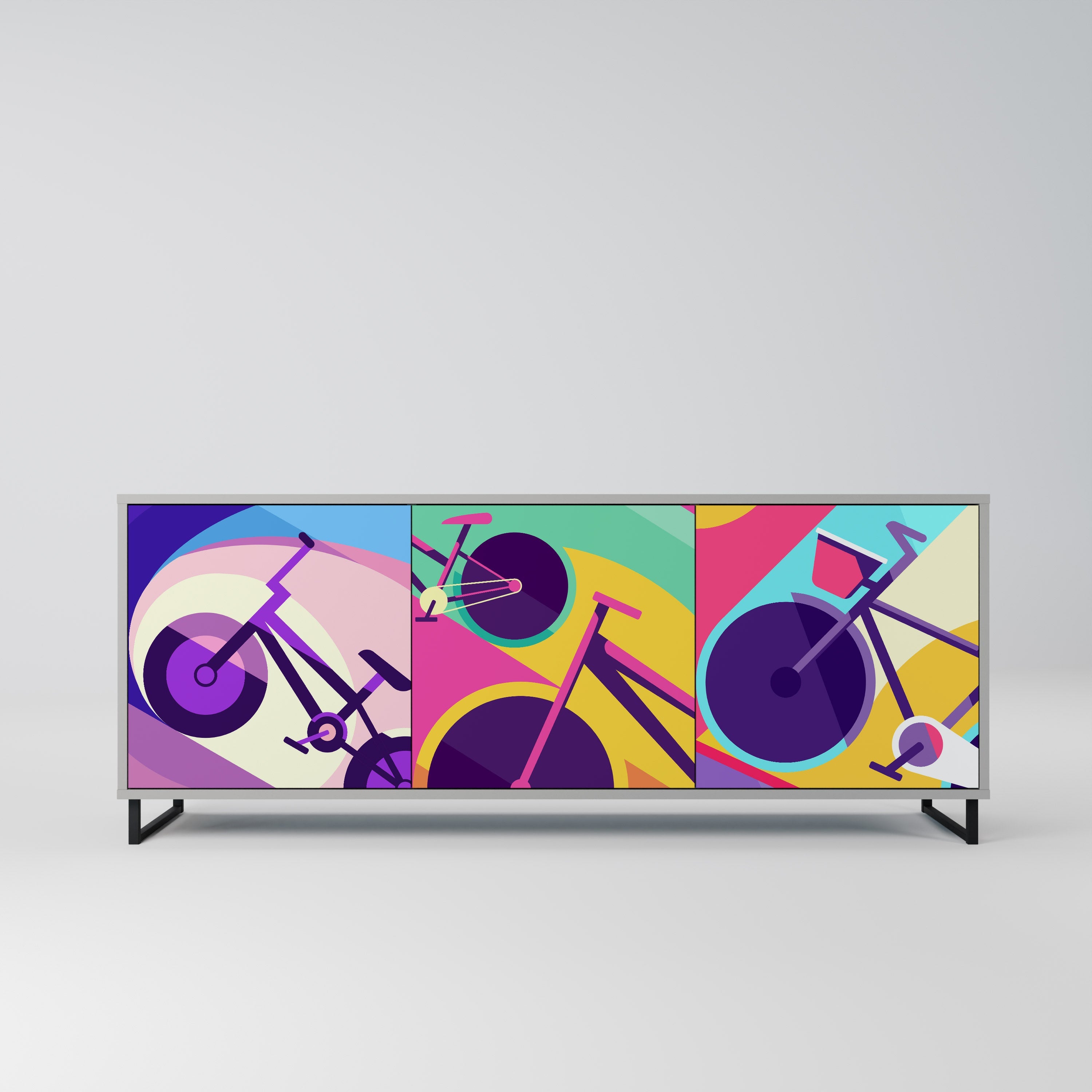 Buffet 3 portes BIKE DREAMS finition grise