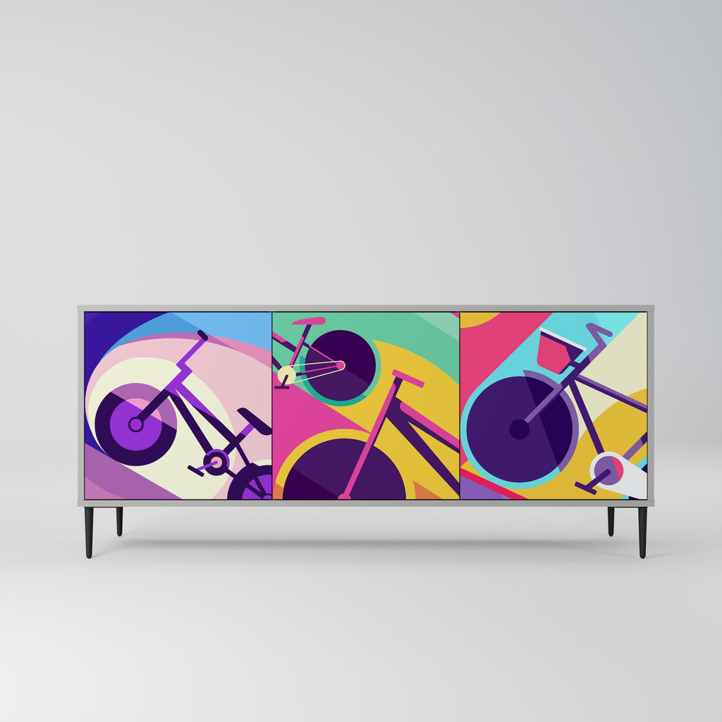 Buffet 3 portes BIKE DREAMS finition grise