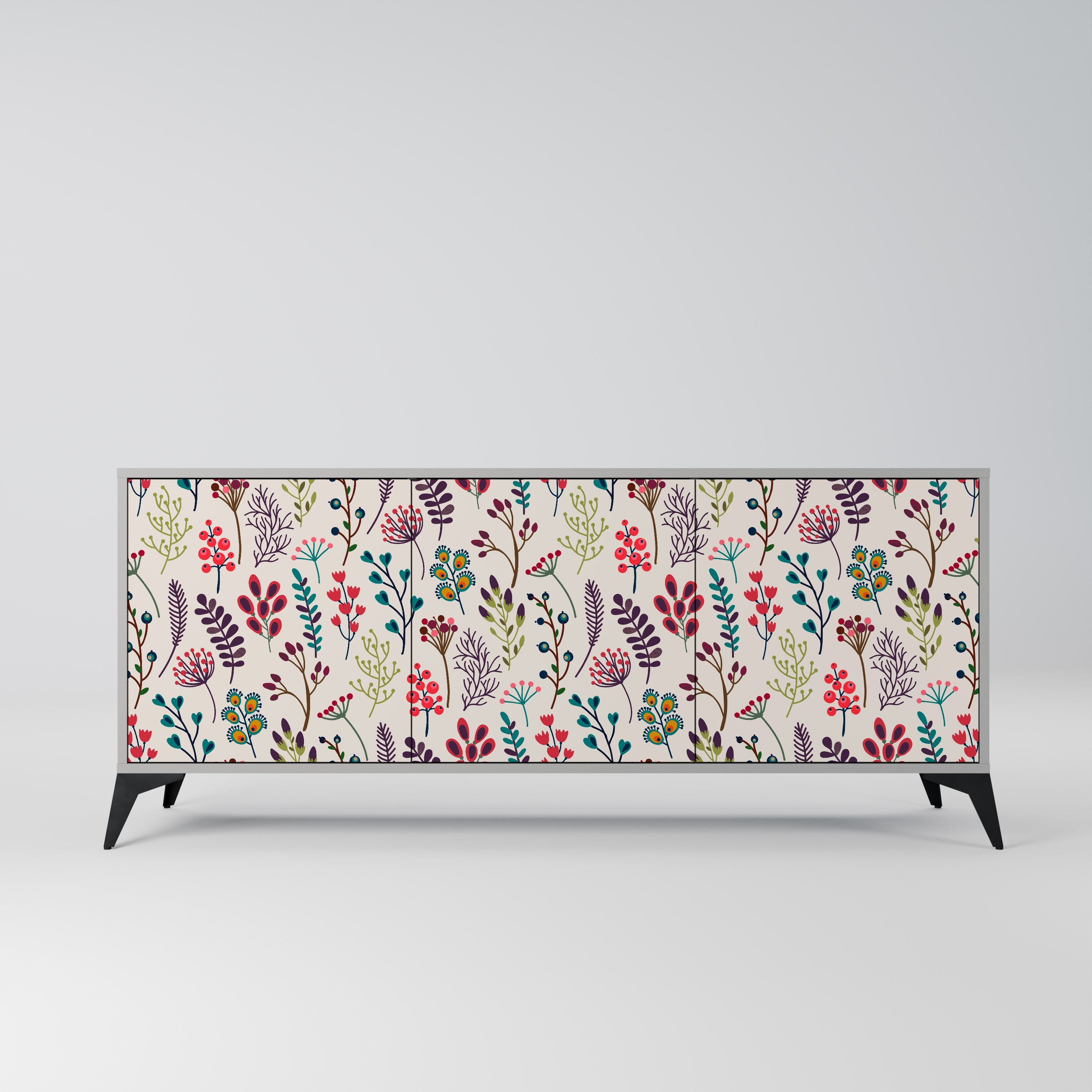 Buffet 3 portes AUTUMN SUNDRIES en finition grise