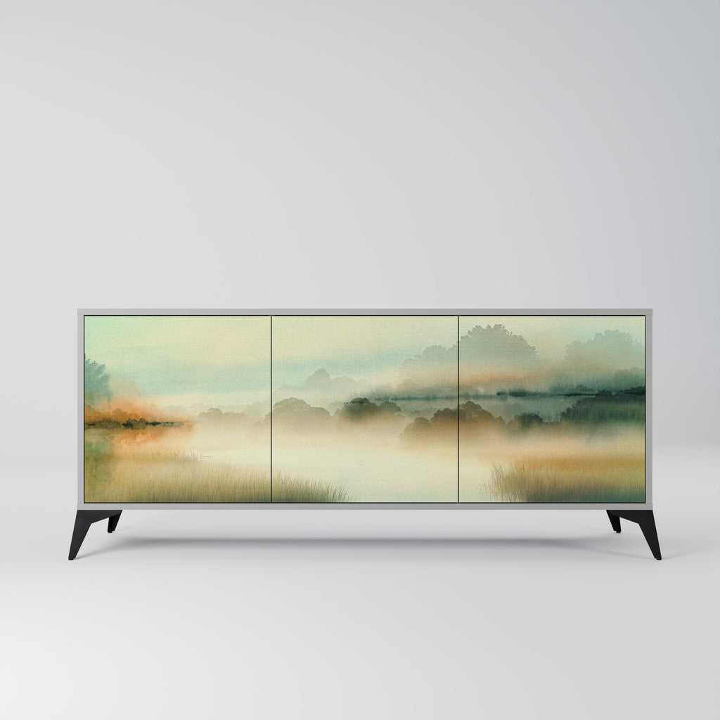 Buffet 3 portes MORNING BY THE LAKE en finition grise