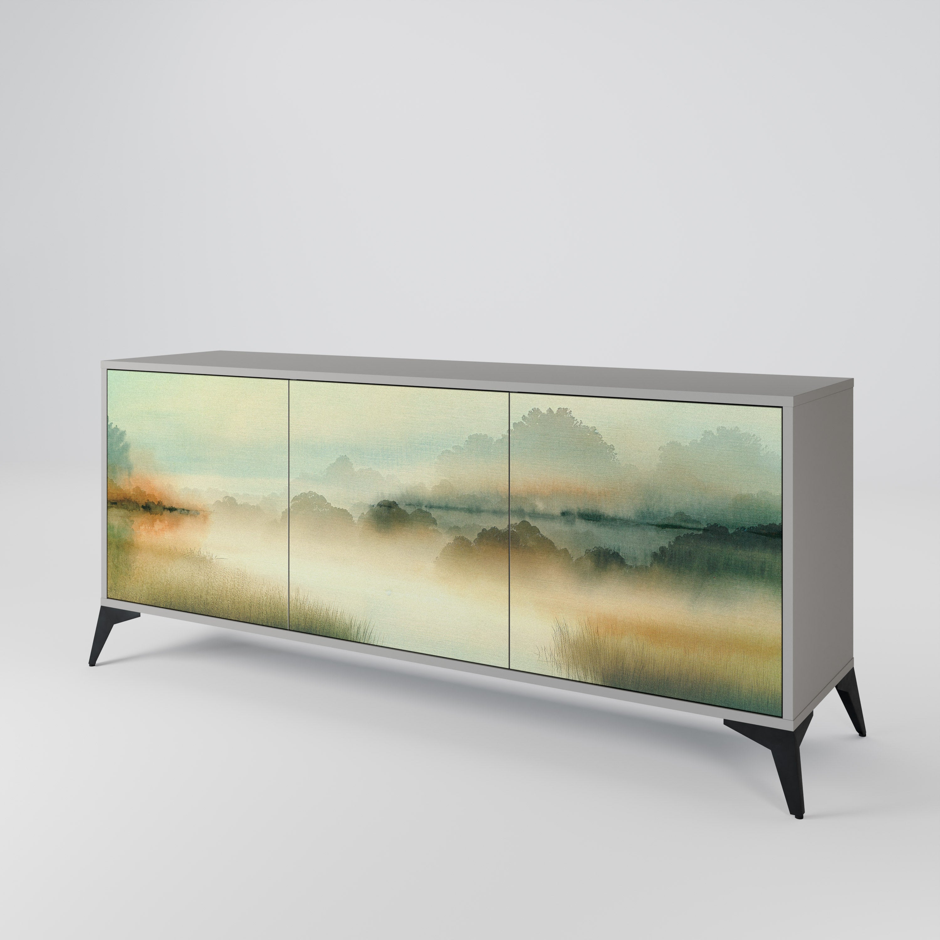 Buffet 3 portes MORNING BY THE LAKE en finition grise