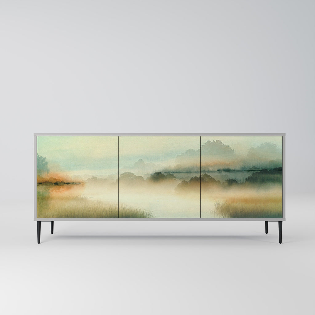 Buffet 3 portes MORNING BY THE LAKE en finition grise