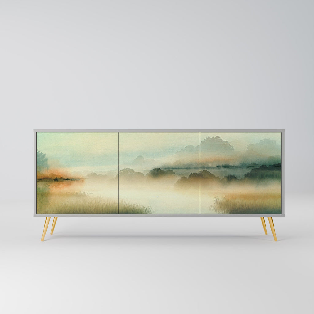 Buffet 3 portes MORNING BY THE LAKE en finition grise