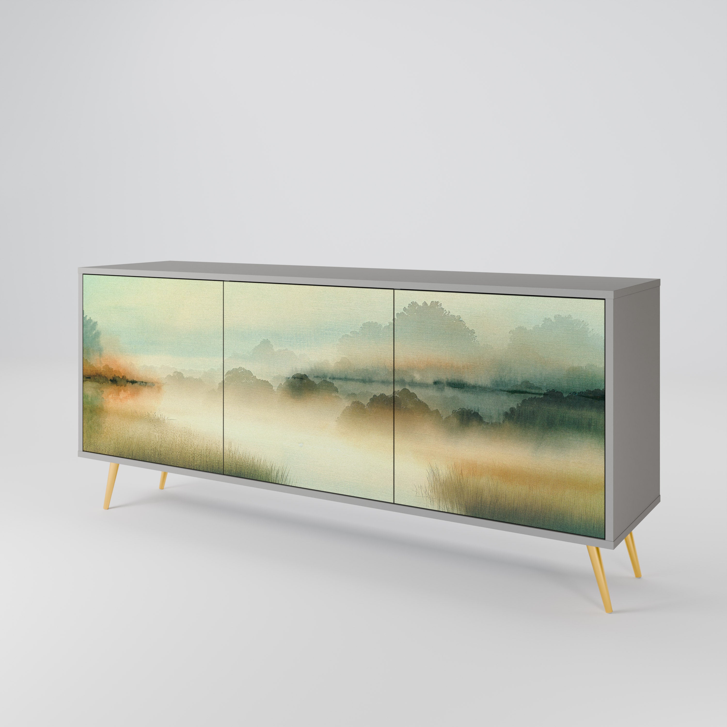 Buffet 3 portes MORNING BY THE LAKE en finition grise