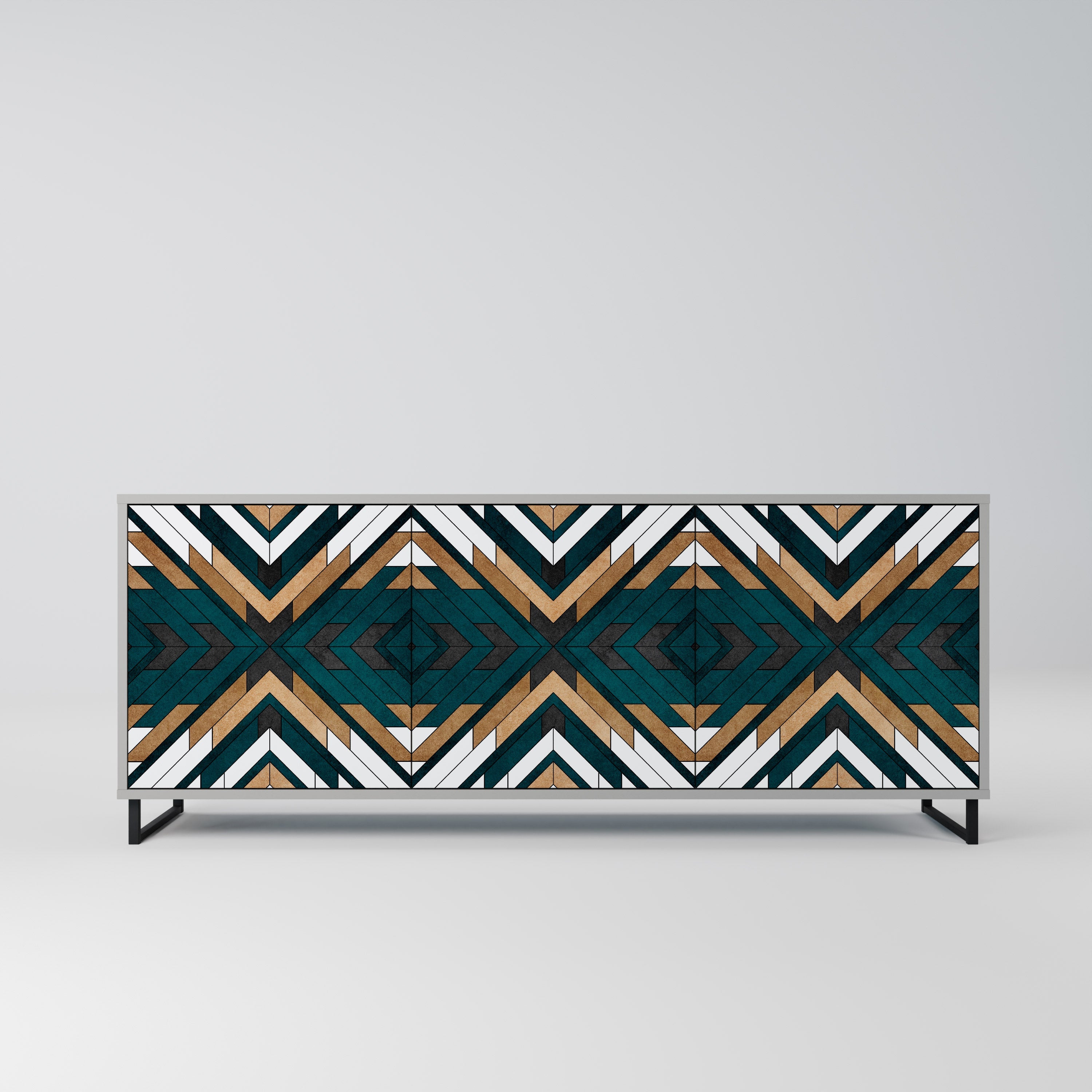 Buffet 3 portes ARTISTIC GEOMETRY en finition grise