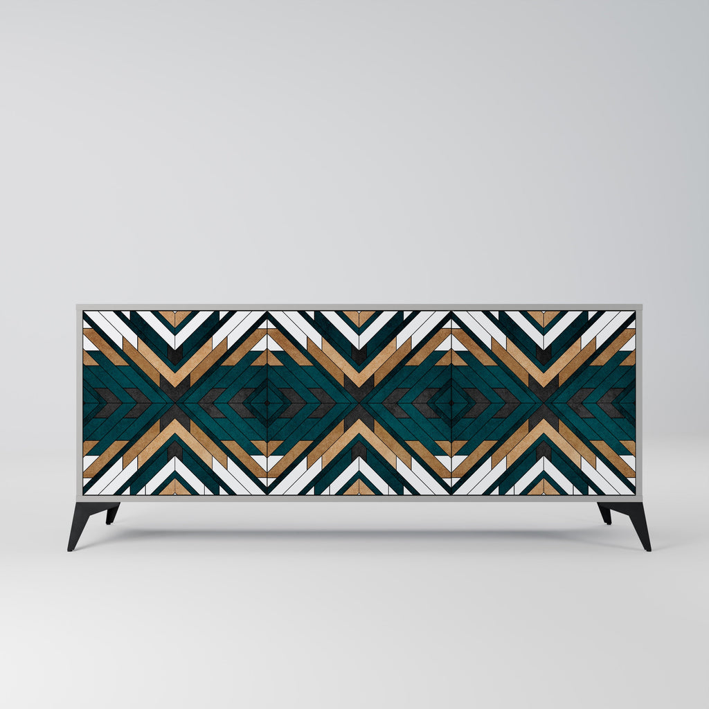 Buffet 3 portes ARTISTIC GEOMETRY en finition grise