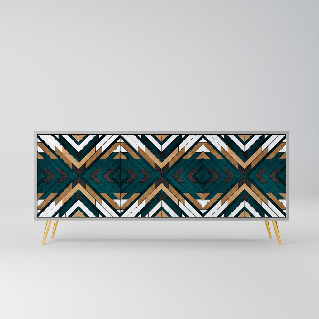 Buffet 3 portes ARTISTIC GEOMETRY en finition grise