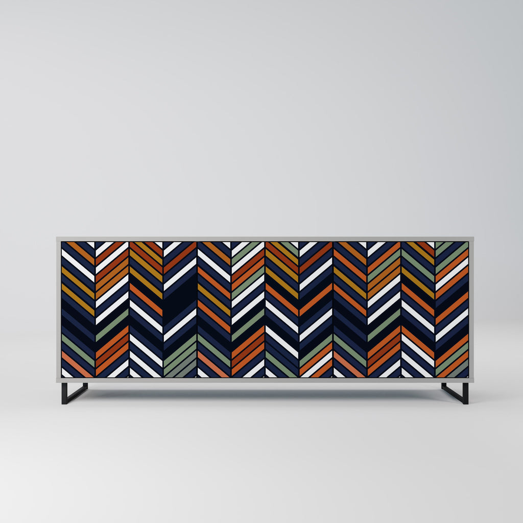 Buffet 3 portes PATCHWORK VIBRANT en finition grise