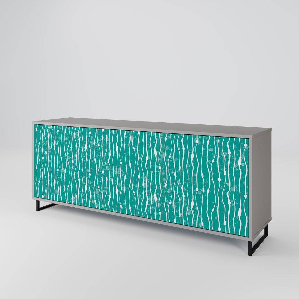 Buffet 3 portes TURQUOISE RAIN en finition grise